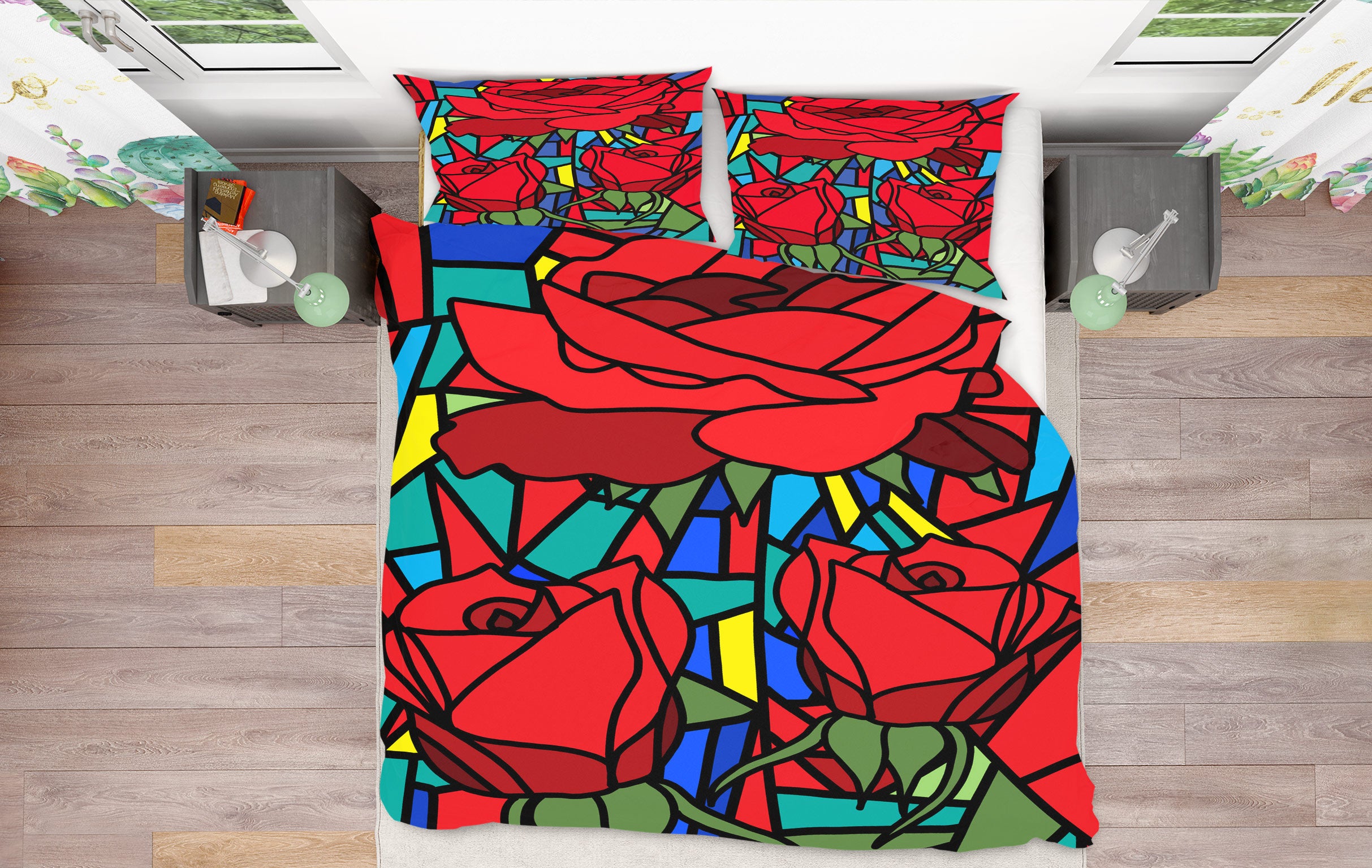 3D Red Rose 13221 Bed Pillowcases Quilt