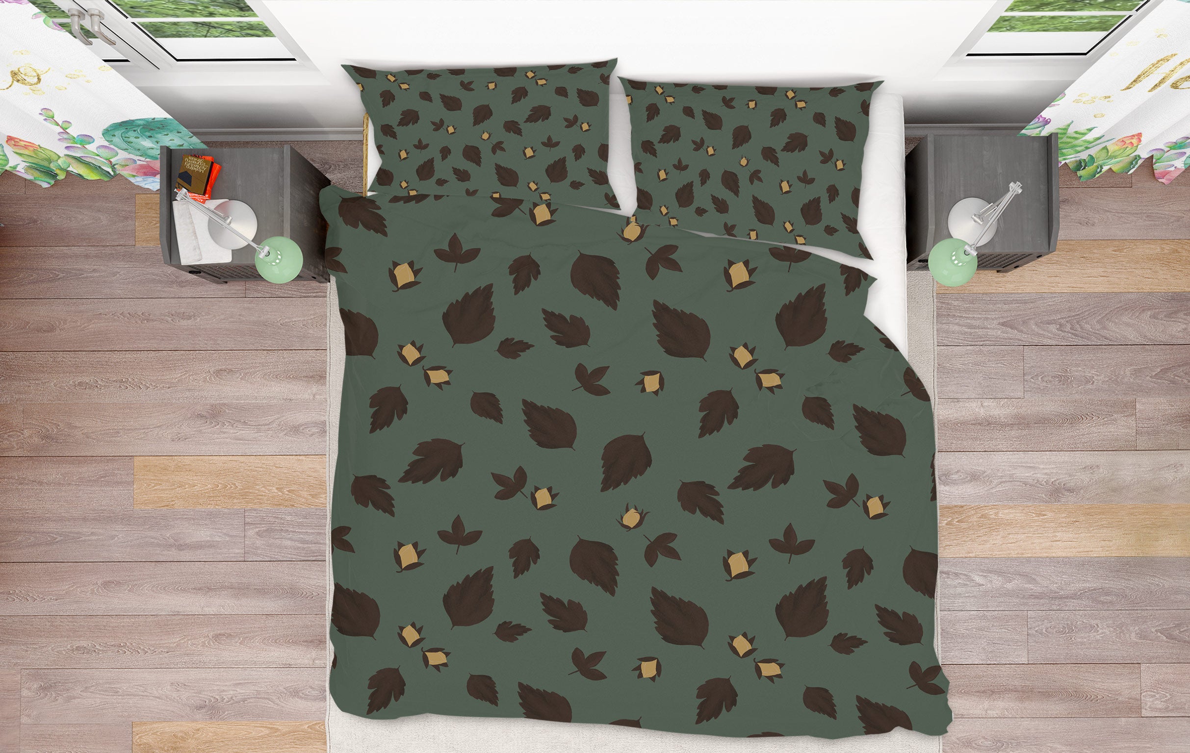 3D Leaves Pattern 98153 Kasumi Loffler Bedding Bed Pillowcases Quilt