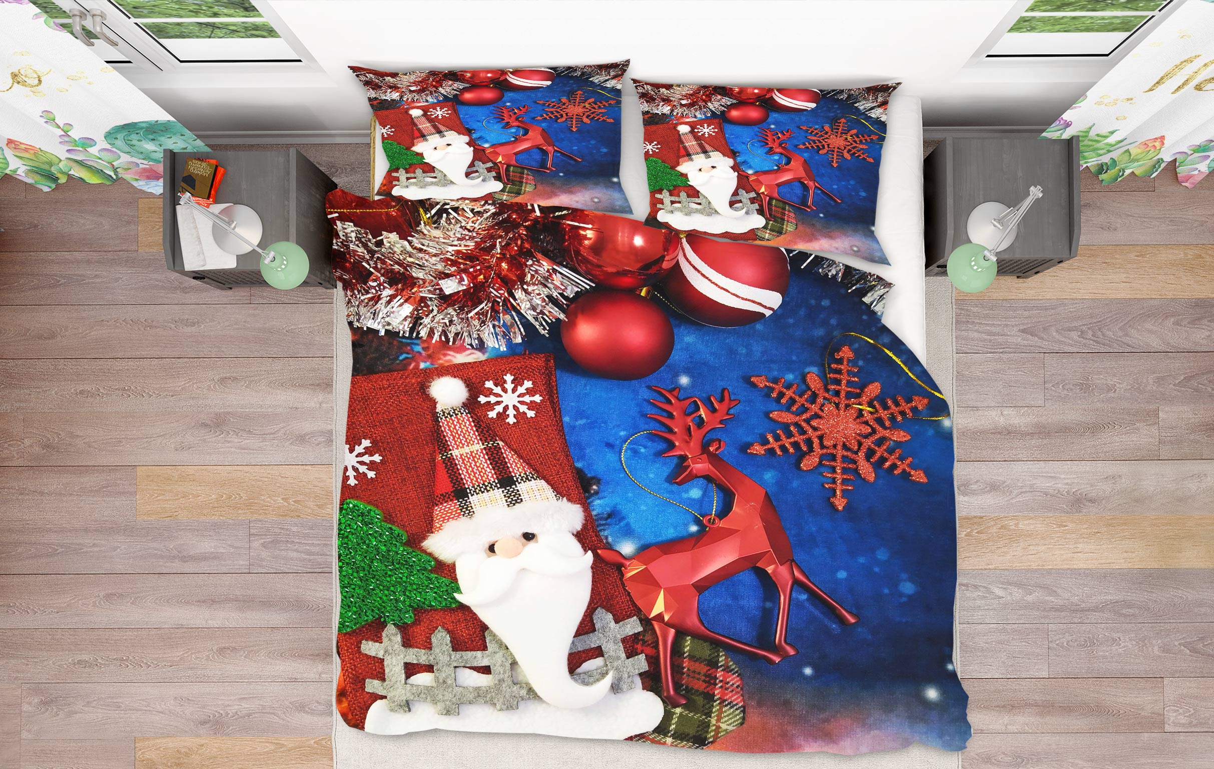 3D Santa Claus Deer 51050 Christmas Quilt Duvet Cover Xmas Bed Pillowcases