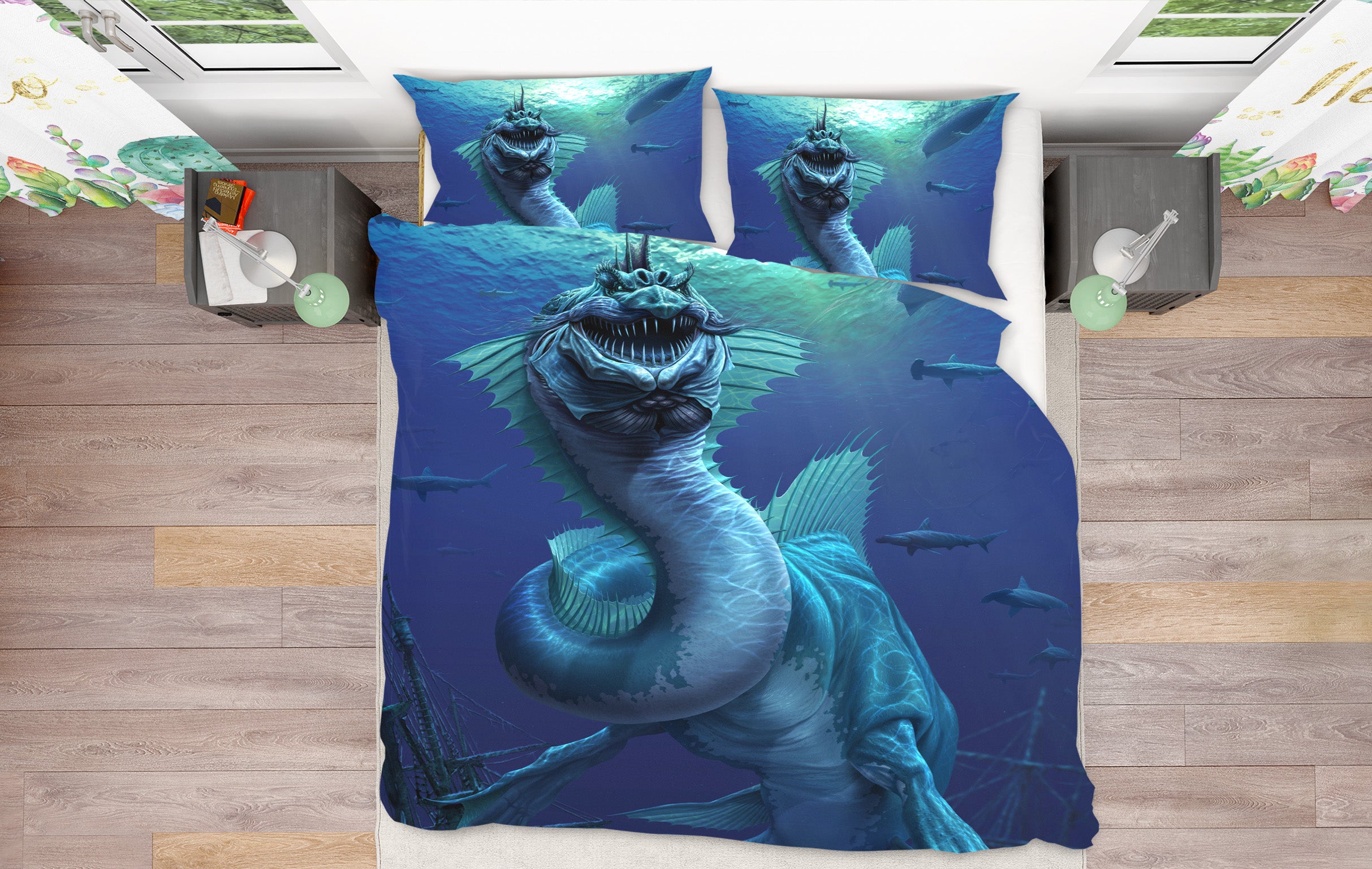 3D Sea Dragon 4074 Tom Wood Bedding Bed Pillowcases Quilt