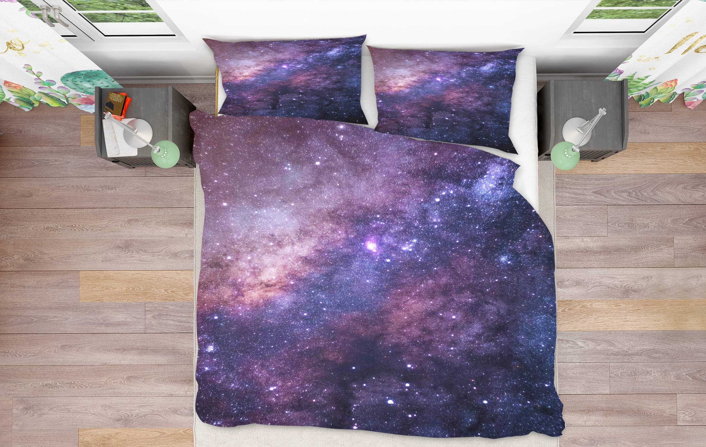 3D Purple Starry Sky 16176 Bed Pillowcases Quilt