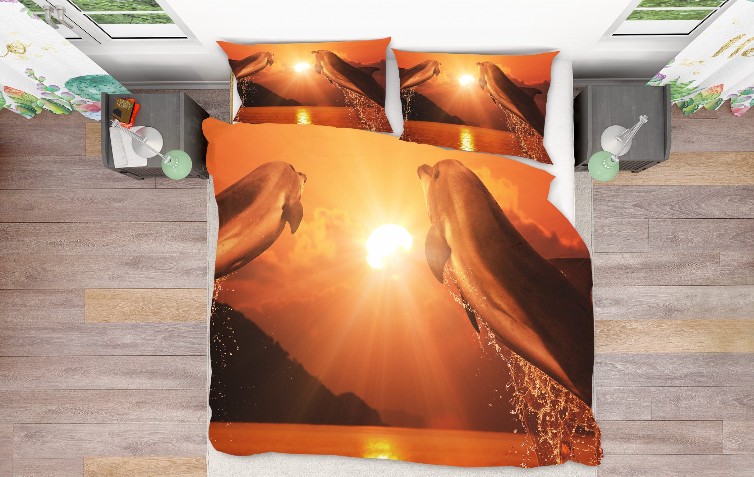 3D Jumping Whale 12014 Bed Pillowcases Quilt
