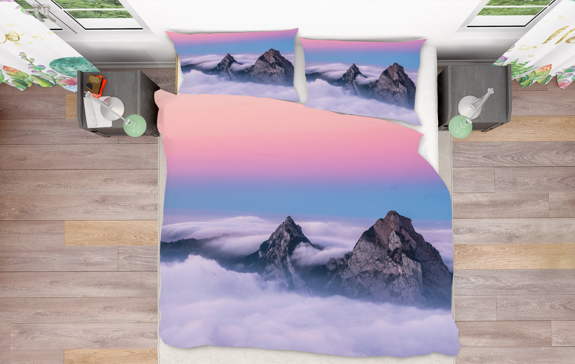 3D Mountain Cloud 63180 Bed Pillowcases Quilt