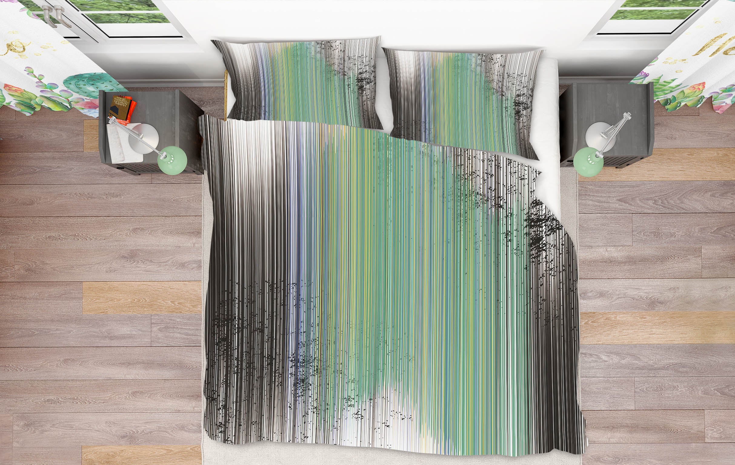 3D Green Pattern 16030 Bed Pillowcases Quilt