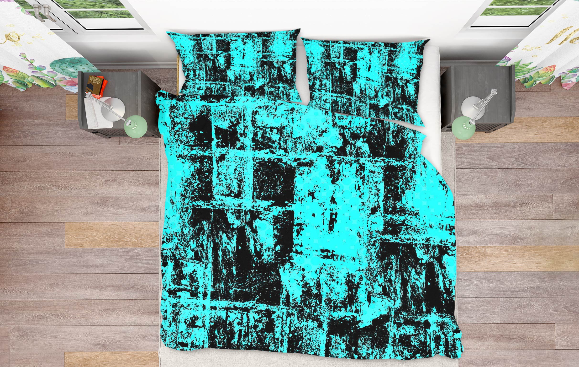 3D Blue-Green 14016 Bed Pillowcases Quilt