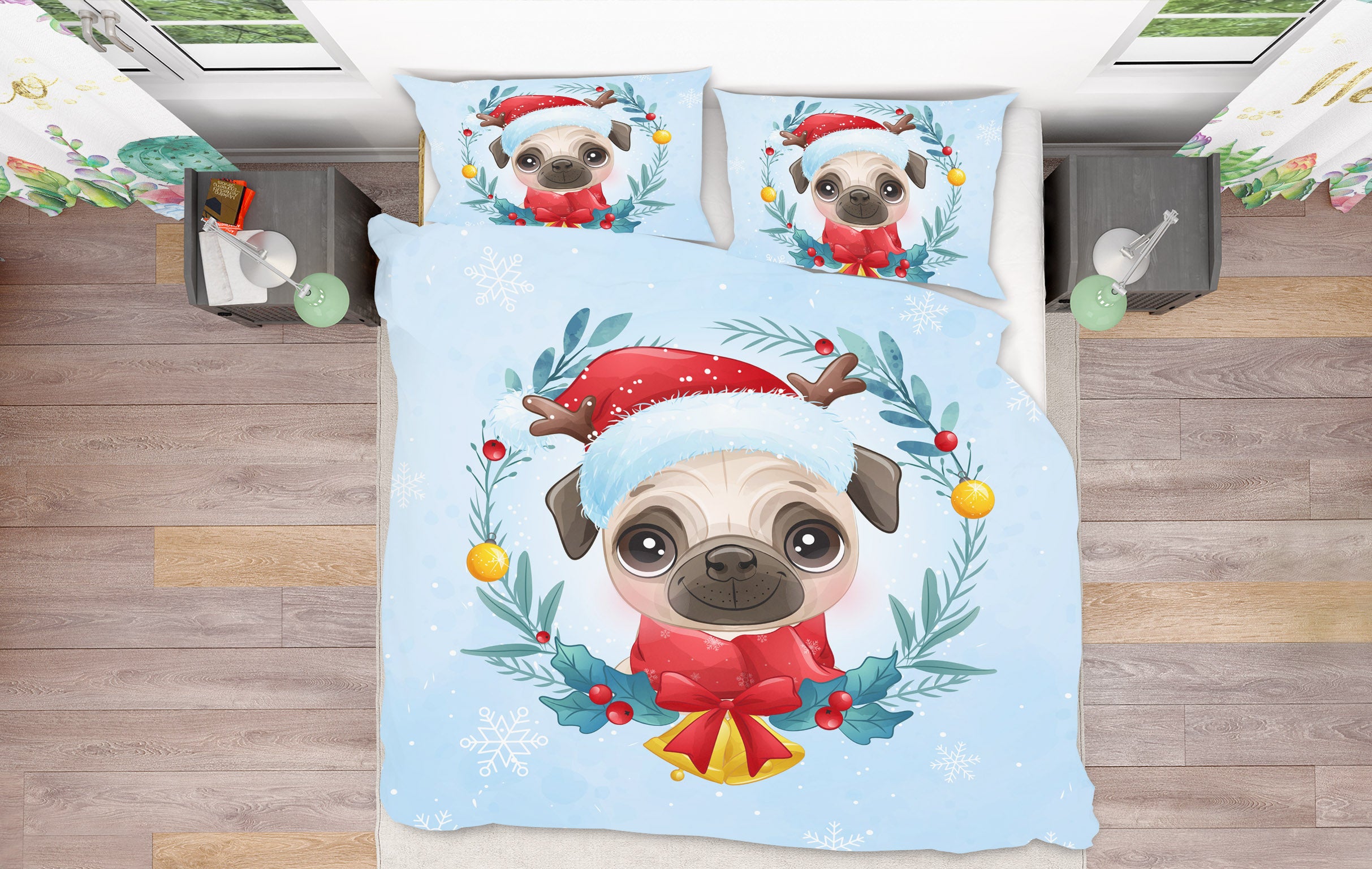 3D Pug Dog 63198 Bed Pillowcases Quilt