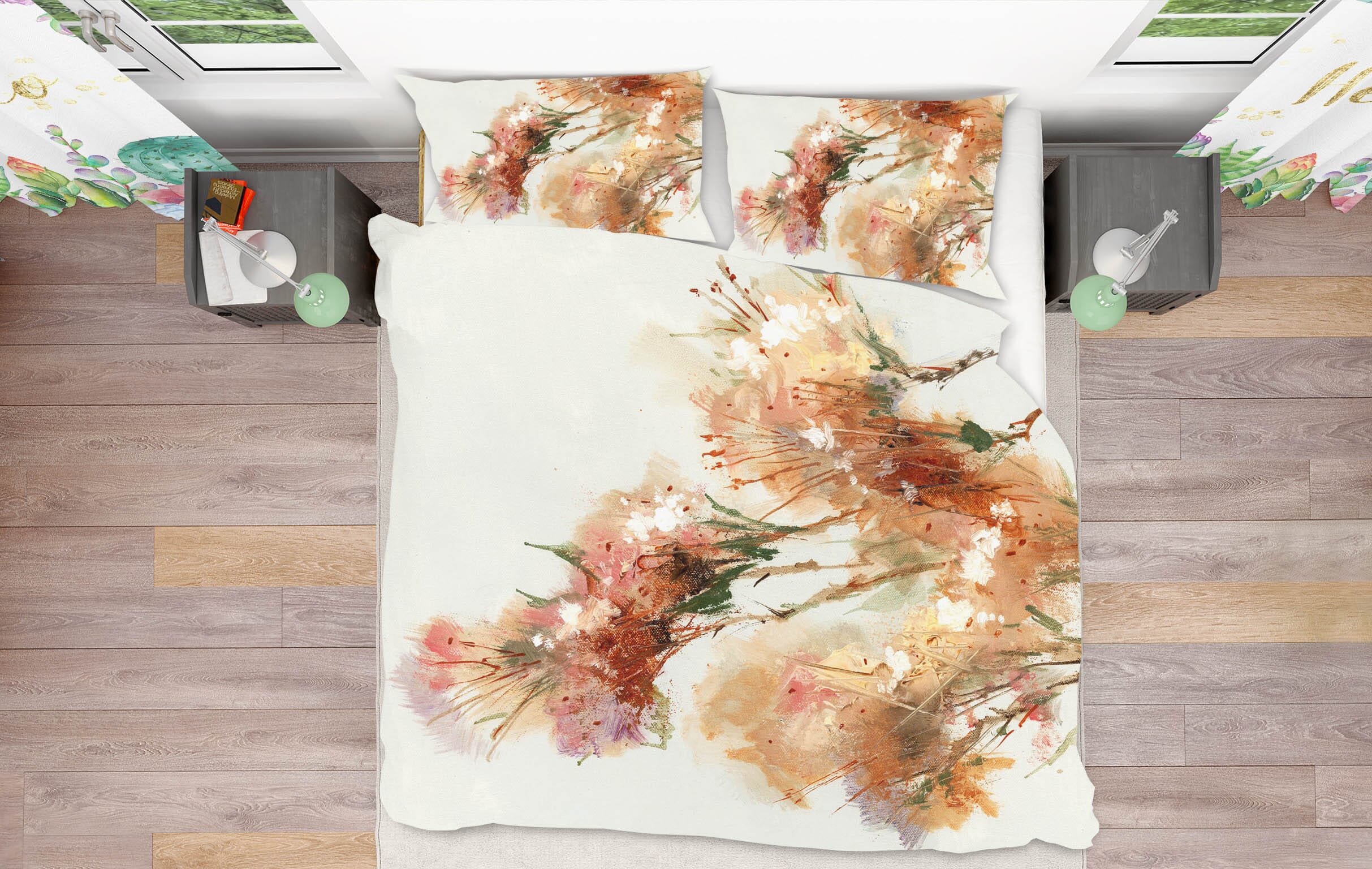 3D Pink Flower 2003 Anne Farrall Doyle Bedding Bed Pillowcases Quilt Quiet Covers AJ Creativity Home 