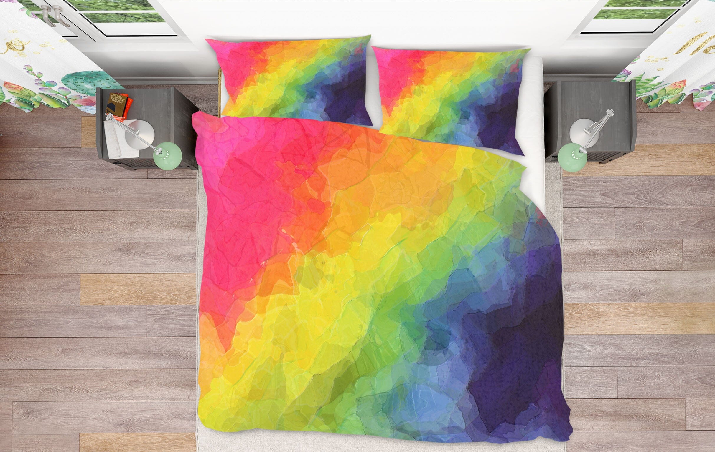 3D Rainbow Color 2003 Shandra Smith Bedding Bed Pillowcases Quilt Quiet Covers AJ Creativity Home 