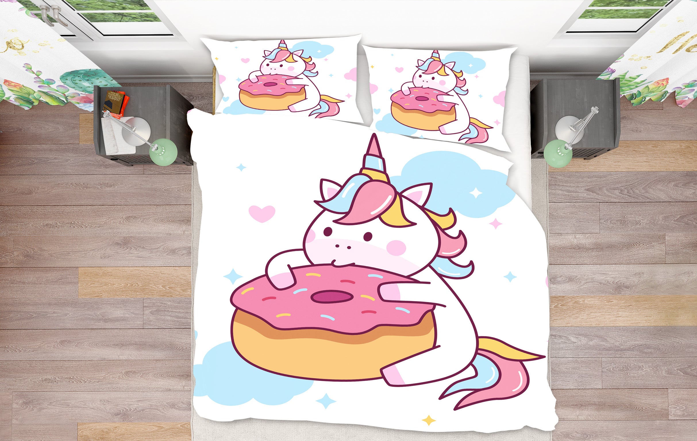 3D Unicorn Donuts 59068 Bed Pillowcases Quilt