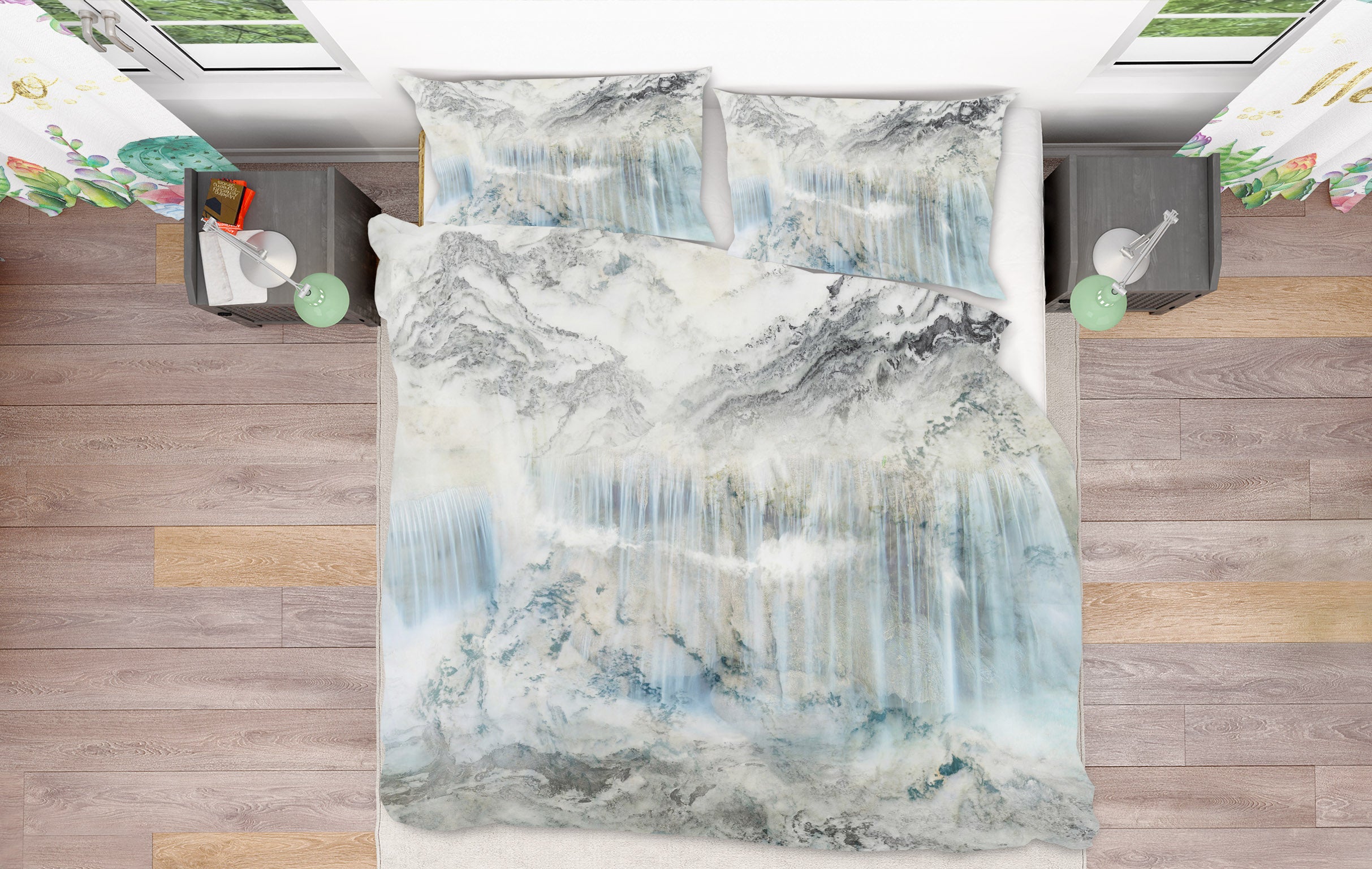 3D Waterfall Mountain River Painting 15196 Bed Pillowcases Quilt