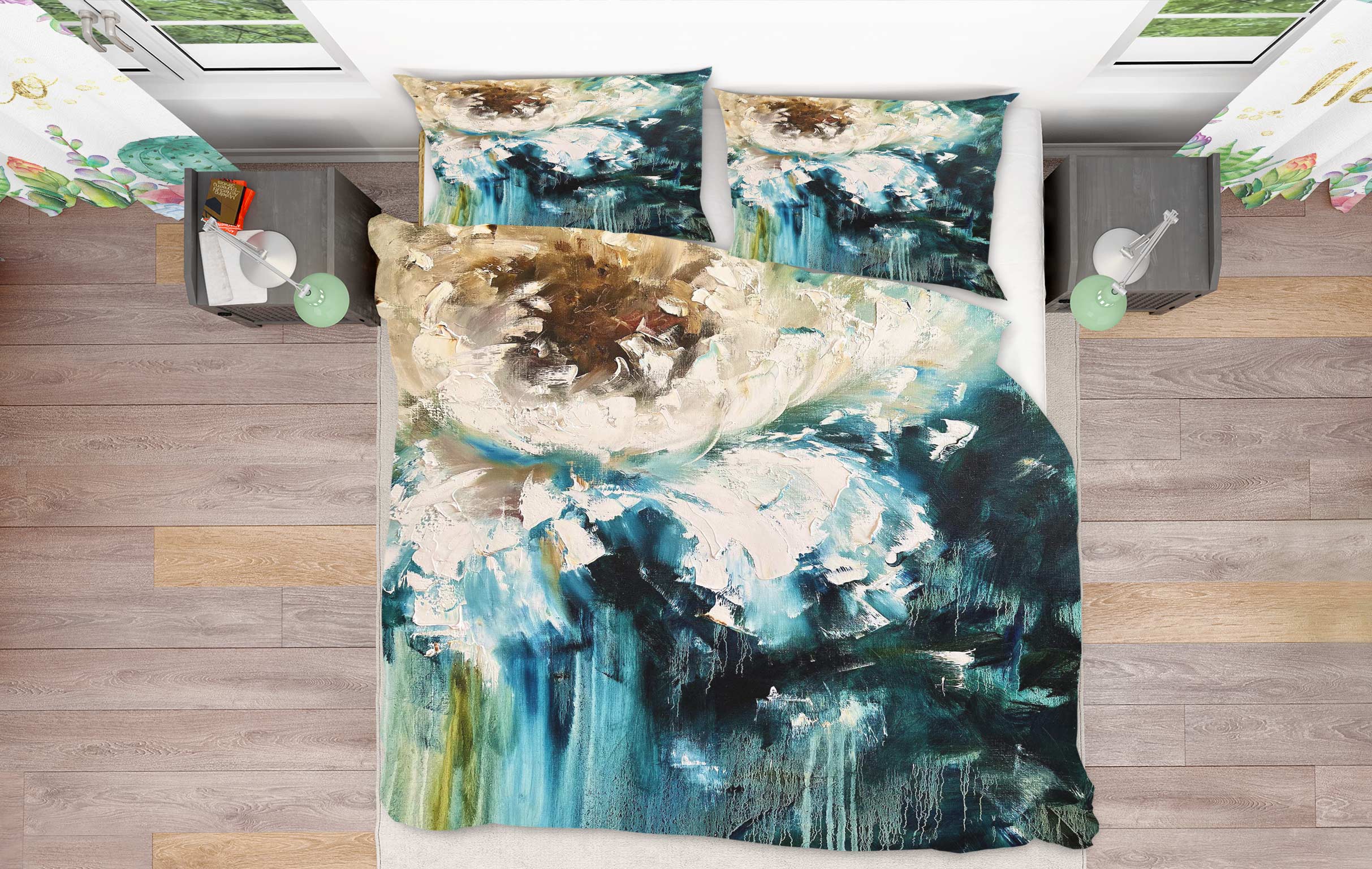 3D White Flower 501 Skromova Marina Bedding Bed Pillowcases Quilt