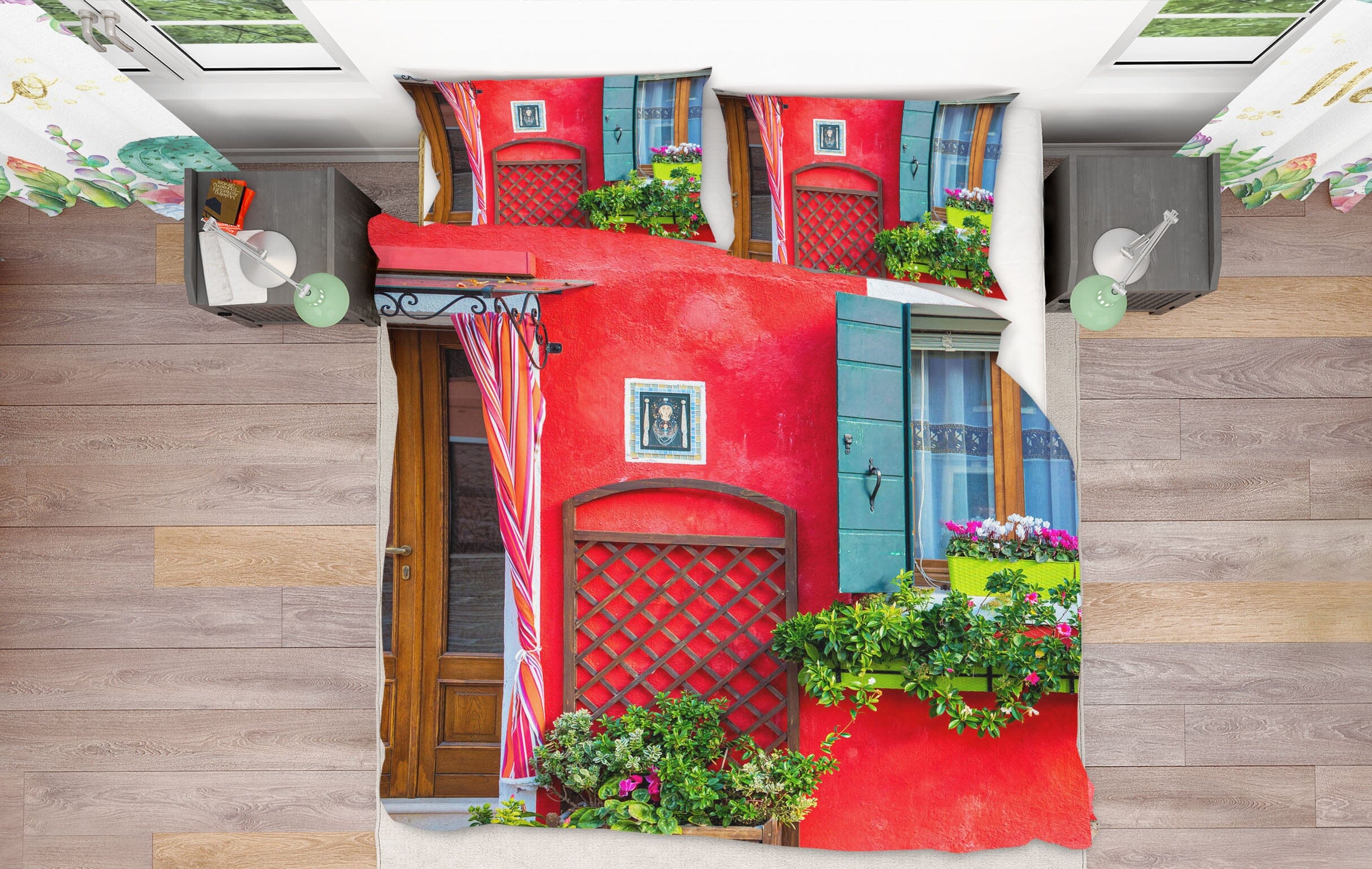3D Red Door 2132 Marco Carmassi Bedding Bed Pillowcases Quilt Quiet Covers AJ Creativity Home 