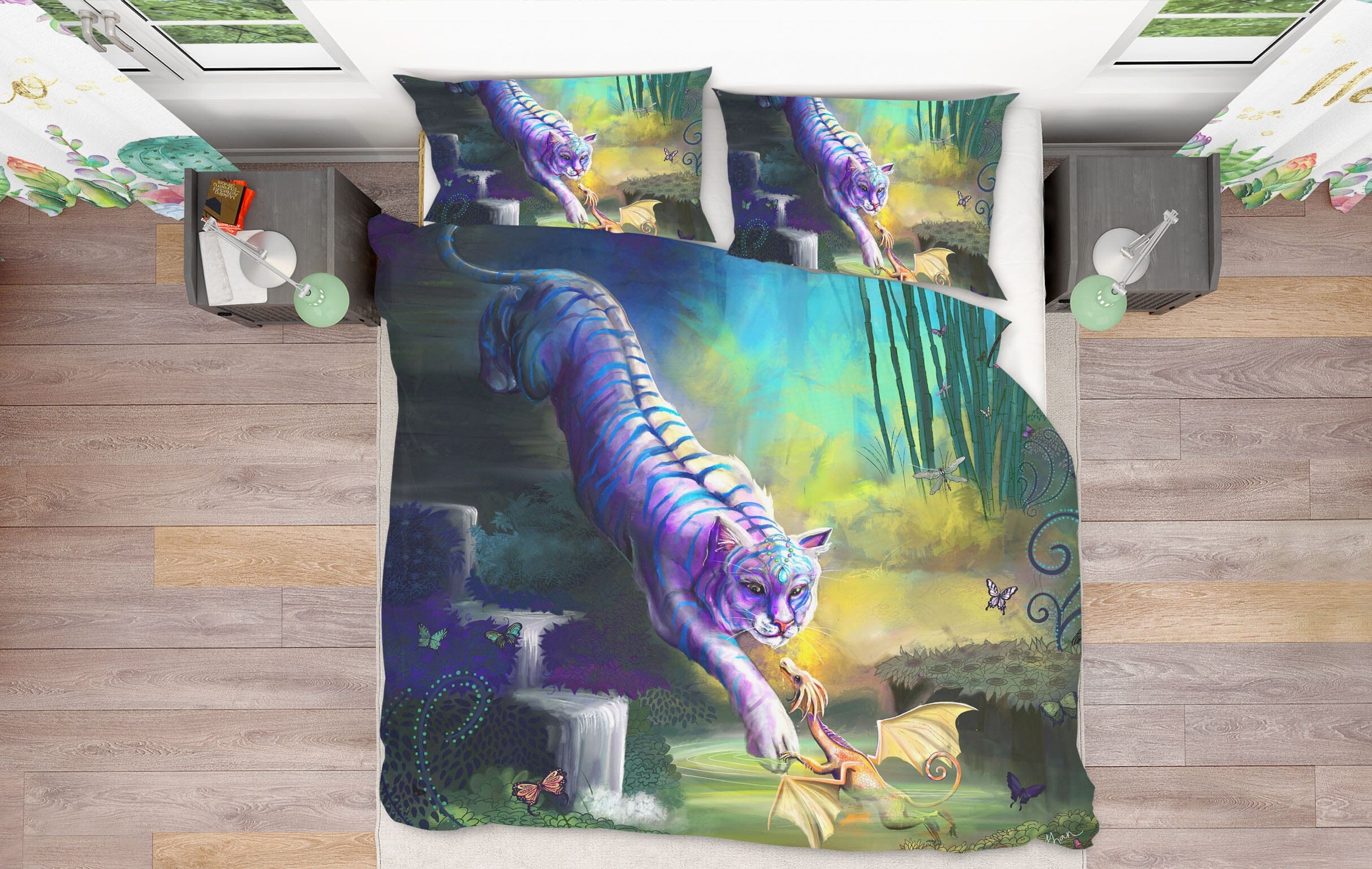 3D White Tiger 123 Rose Catherine Khan Bedding Bed Pillowcases Quilt Quiet Covers AJ Creativity Home 