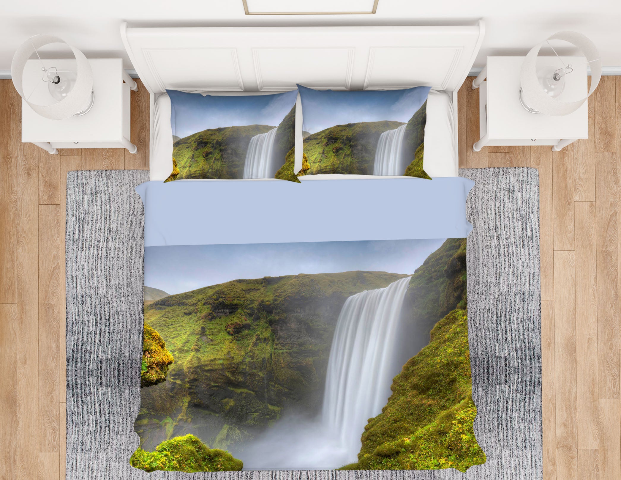 3D Waterfall Nature 071 Marco Carmassi Bedding Bed Pillowcases Quilt