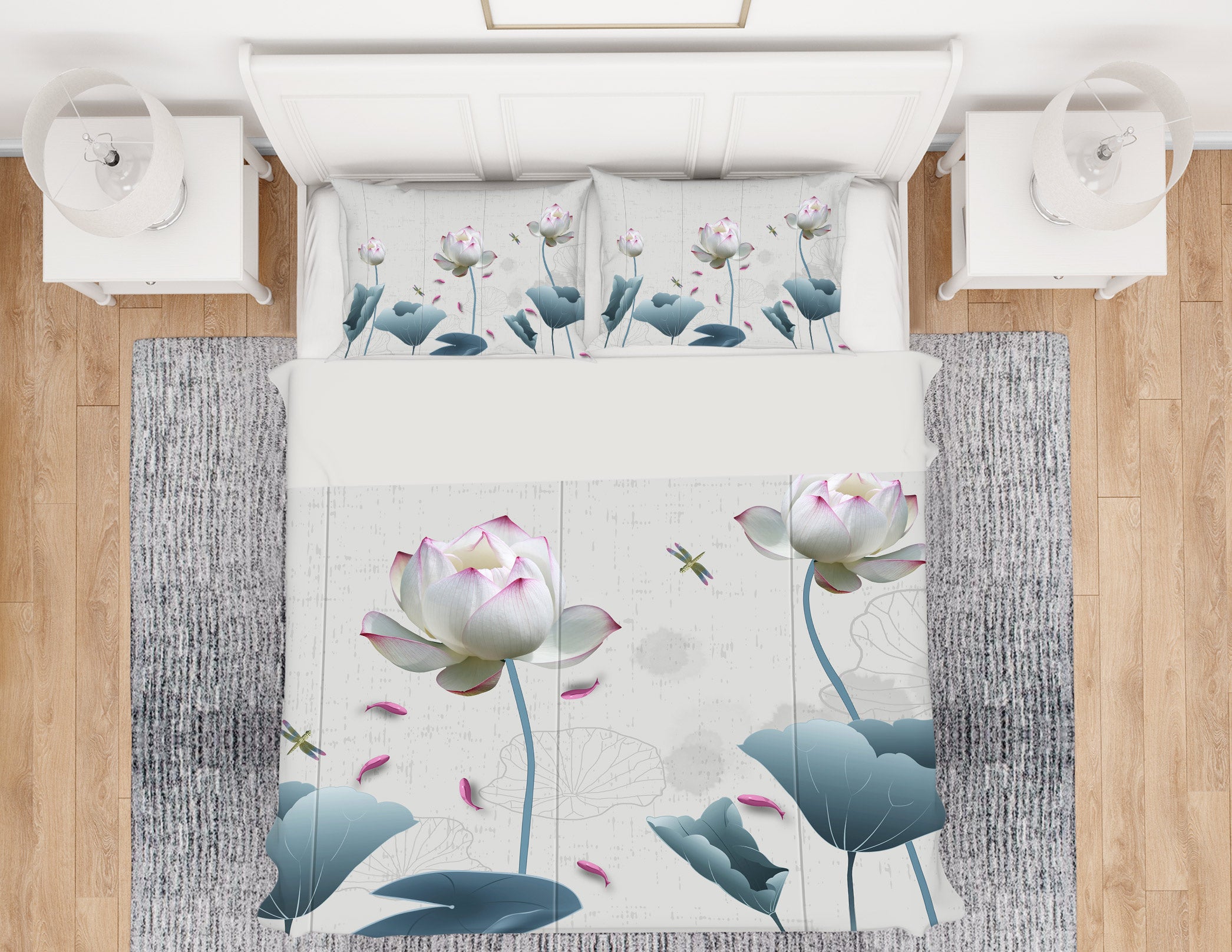 3D Lotus 13041 Bed Pillowcases Quilt