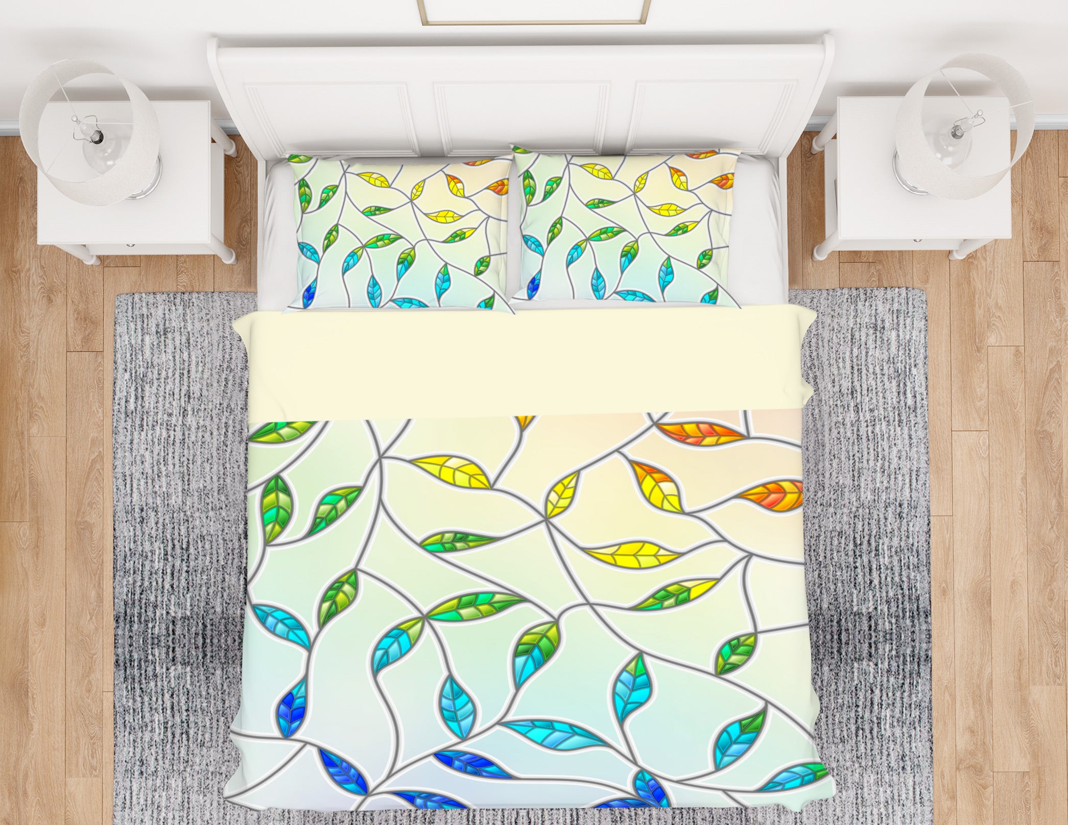 3D Colored Leaves 13229 Bed Pillowcases Quilt