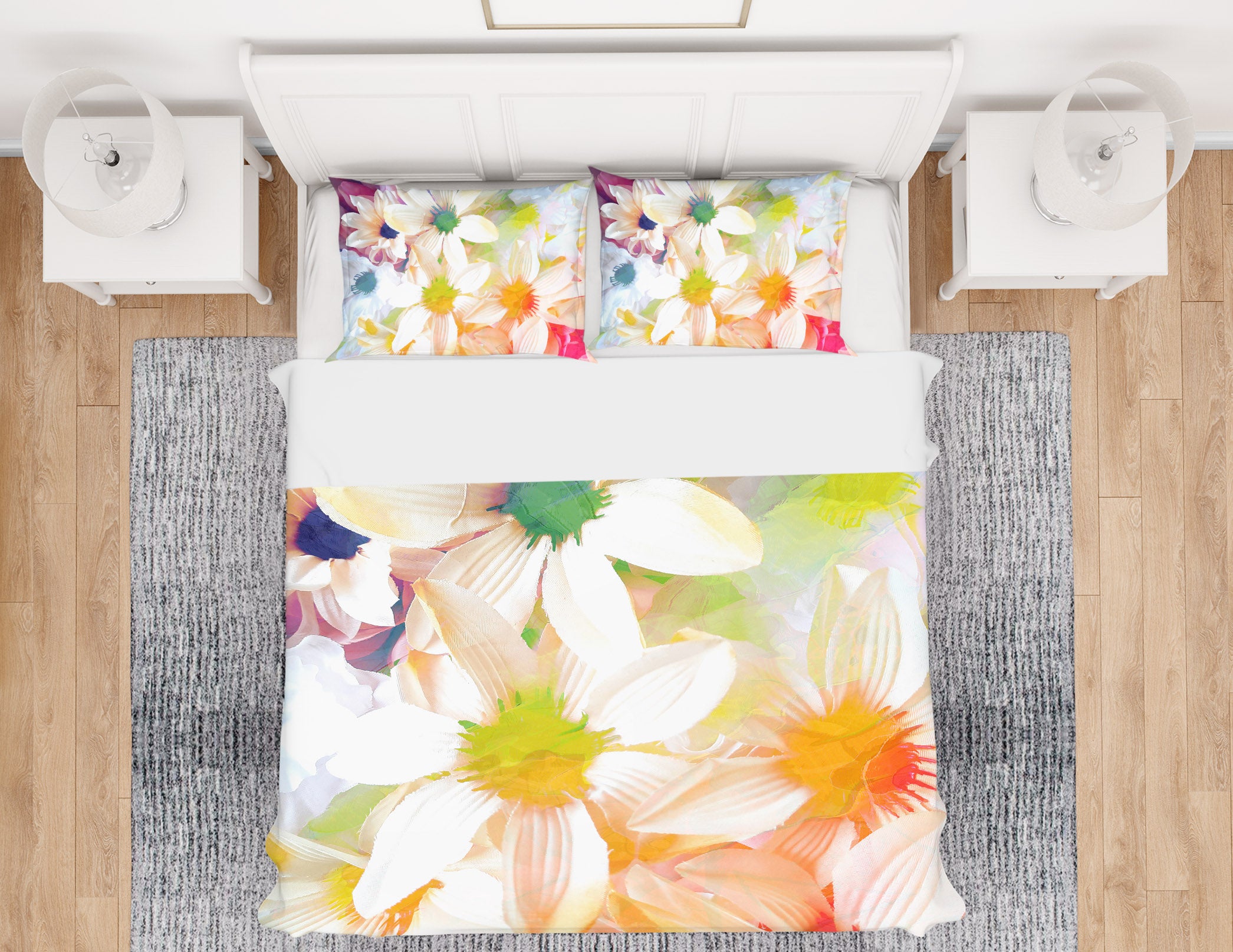 3D White Flowers 19143 Shandra Smith Bedding Bed Pillowcases Quilt