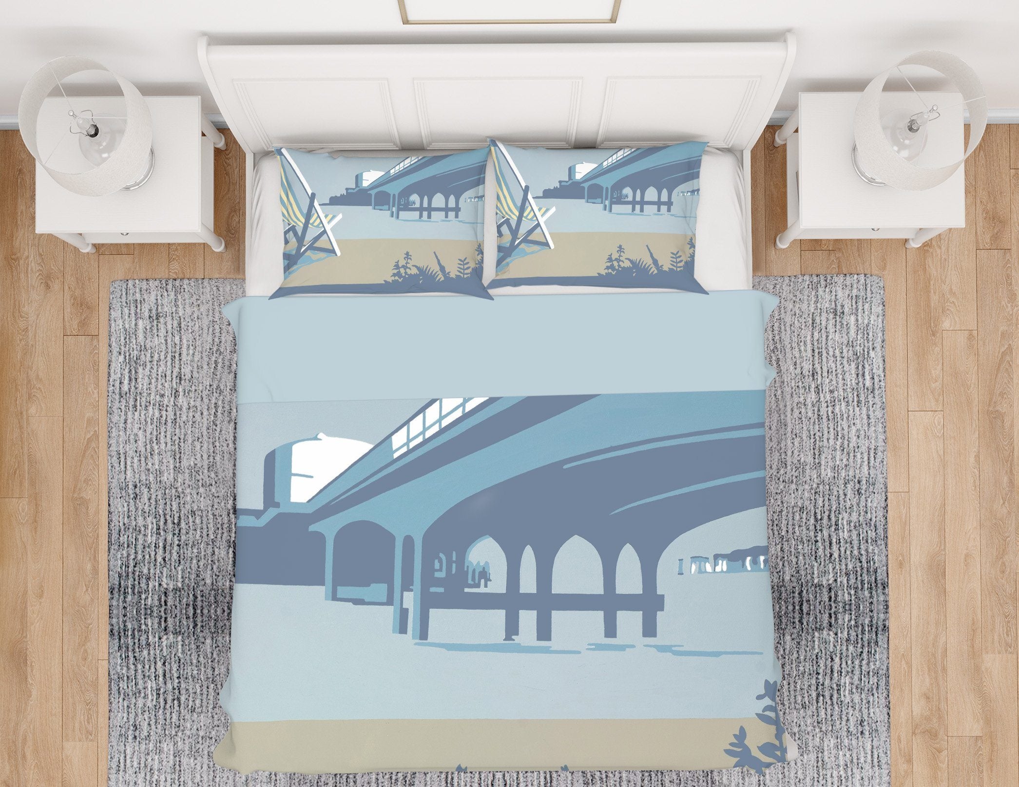 3D Bournemouth Pier And Deckchairs 2006 Steve Read Bedding Bed Pillowcases Quilt Quiet Covers AJ Creativity Home 
