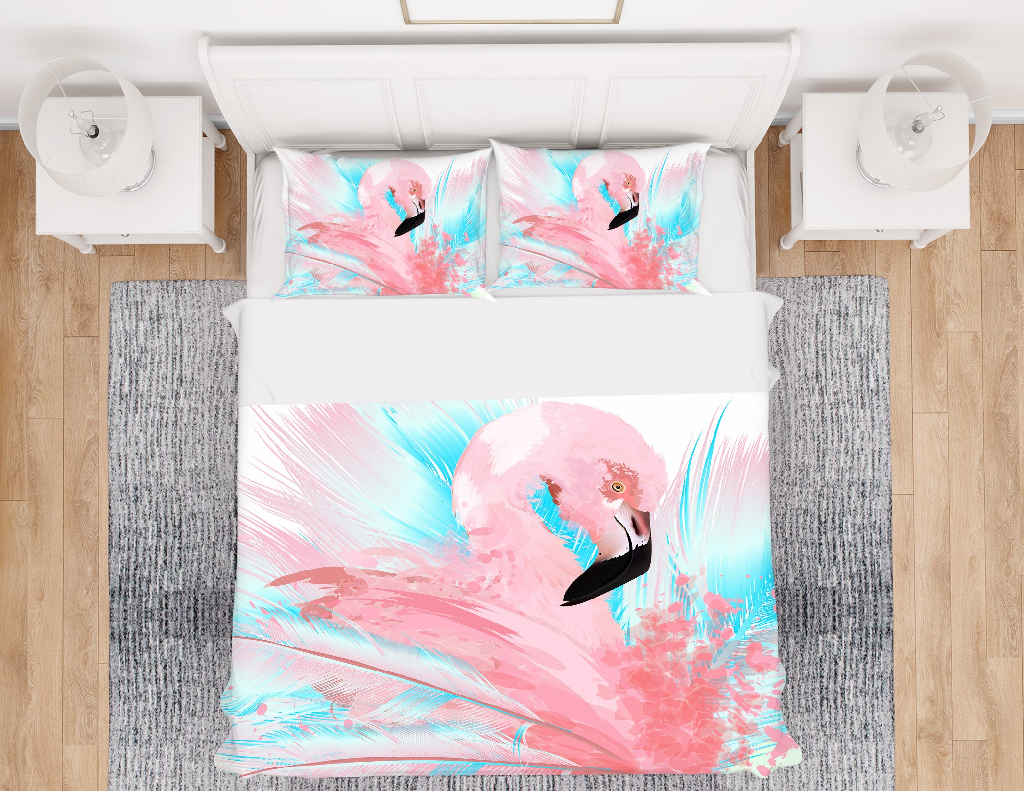 3D Flamingo 15064 Bed Pillowcases Quilt