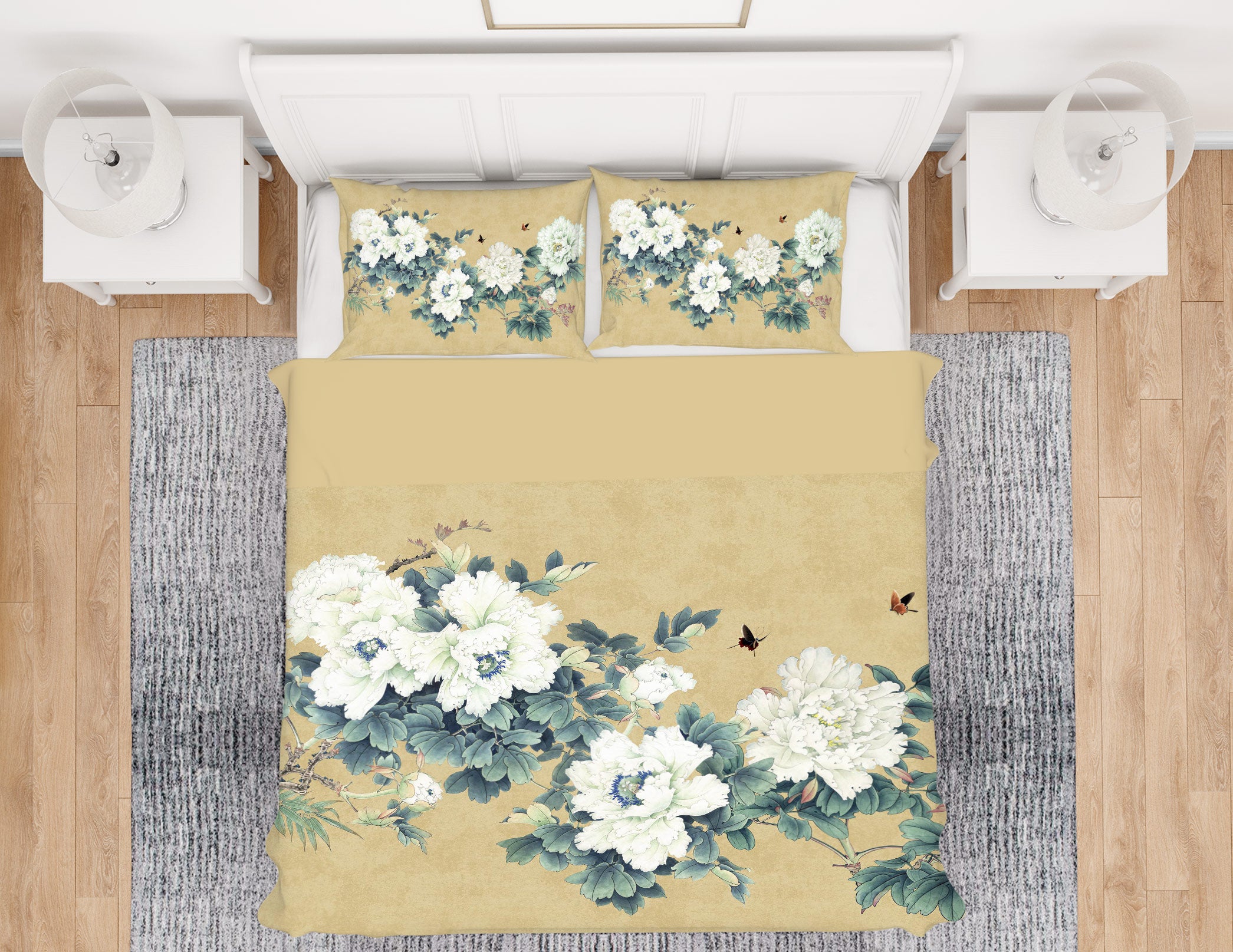 3D White Flowers 13105 Bed Pillowcases Quilt