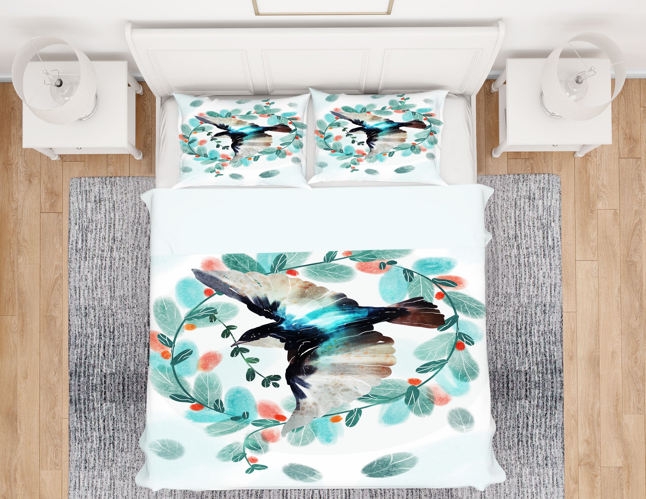 3D Swallow Leaf Circle 59095 Bed Pillowcases Quilt