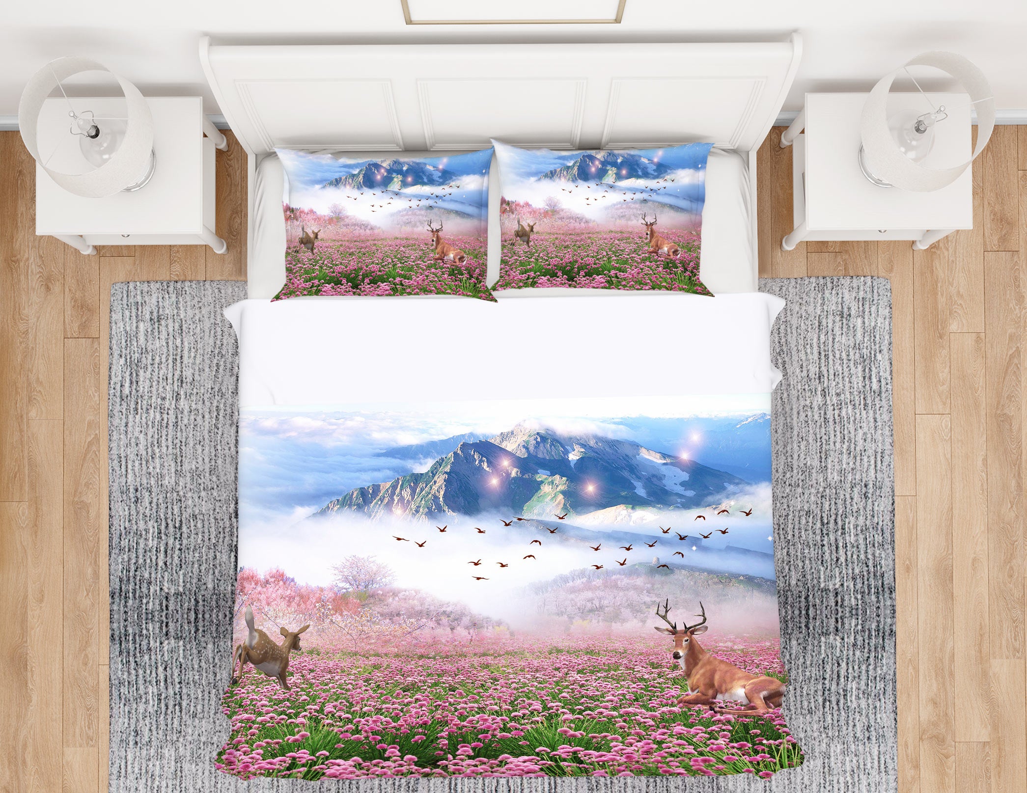 3D Mountain Flower Sea 13038 Bed Pillowcases Quilt