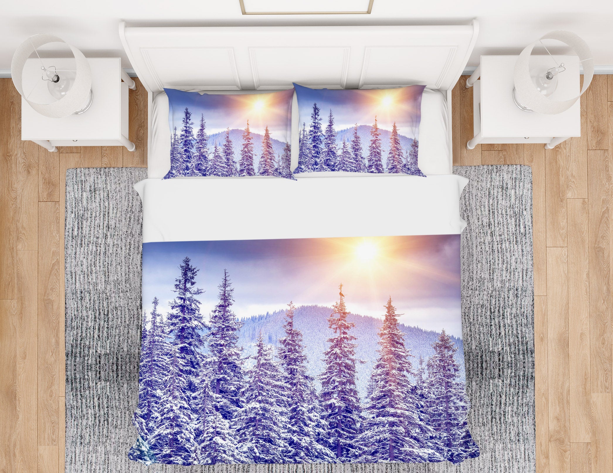 3D Snow Forest 61139 Bed Pillowcases Quilt
