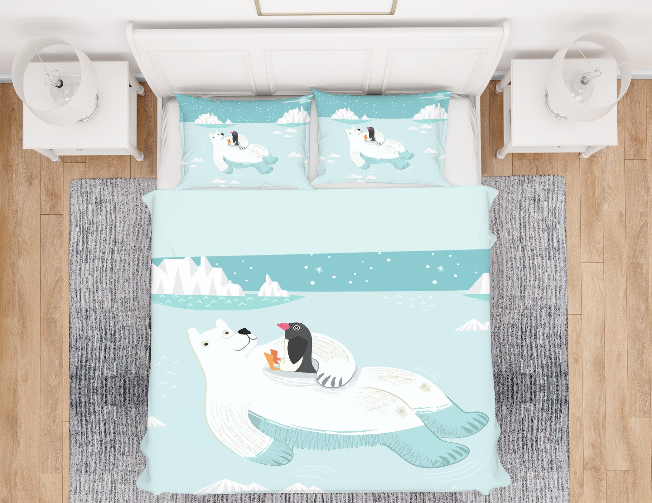 3D Polar Bear Penguin 12098 Bed Pillowcases Quilt