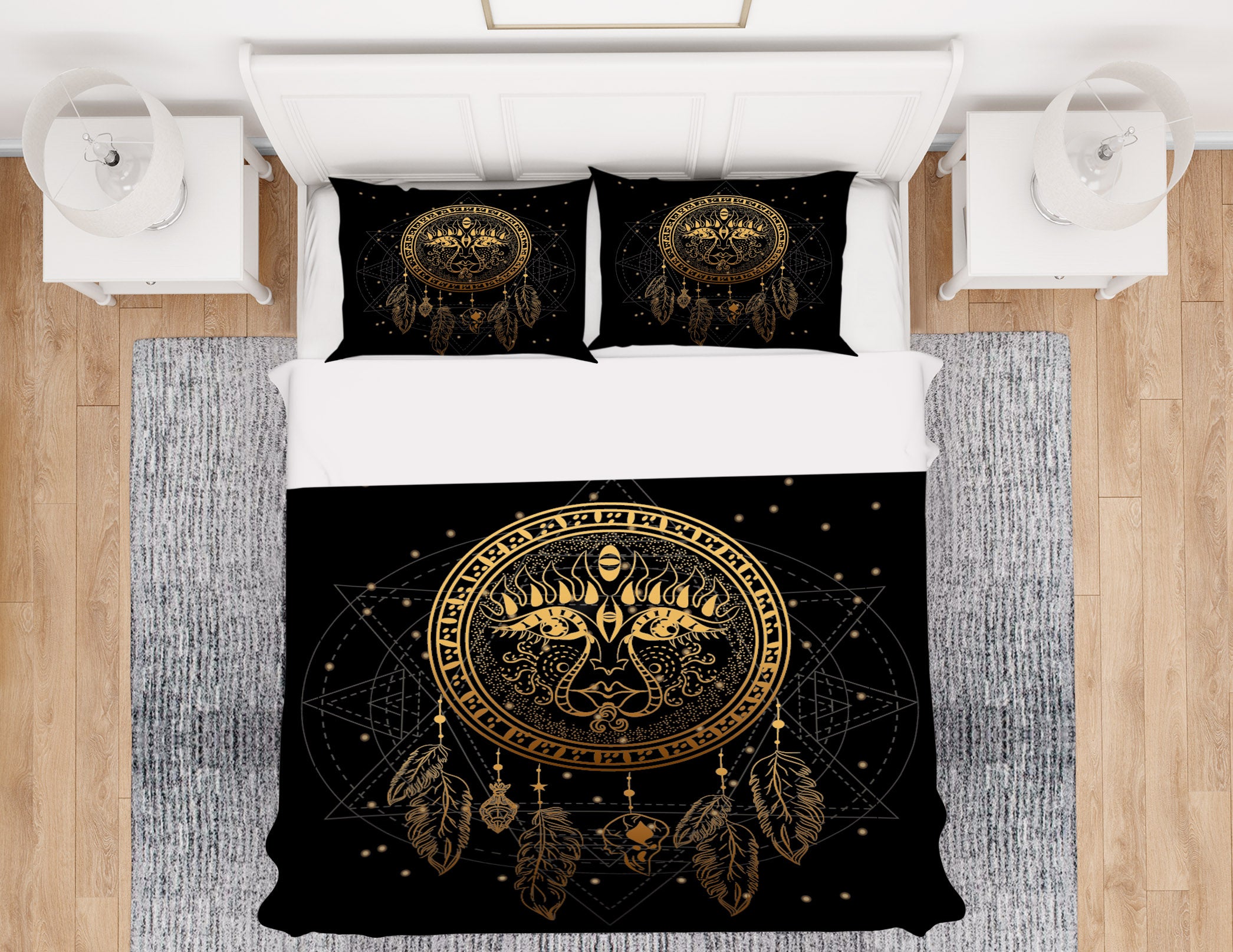 3D Golden Dream Catcher 15003 Bed Pillowcases Quilt