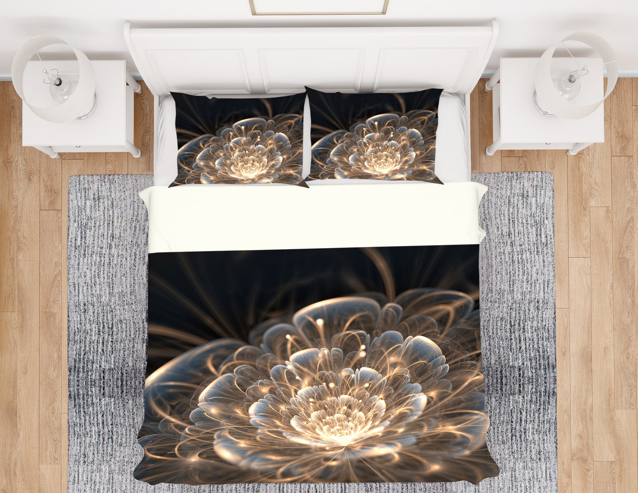 3D Golden Flowers 12203 Bed Pillowcases Quilt