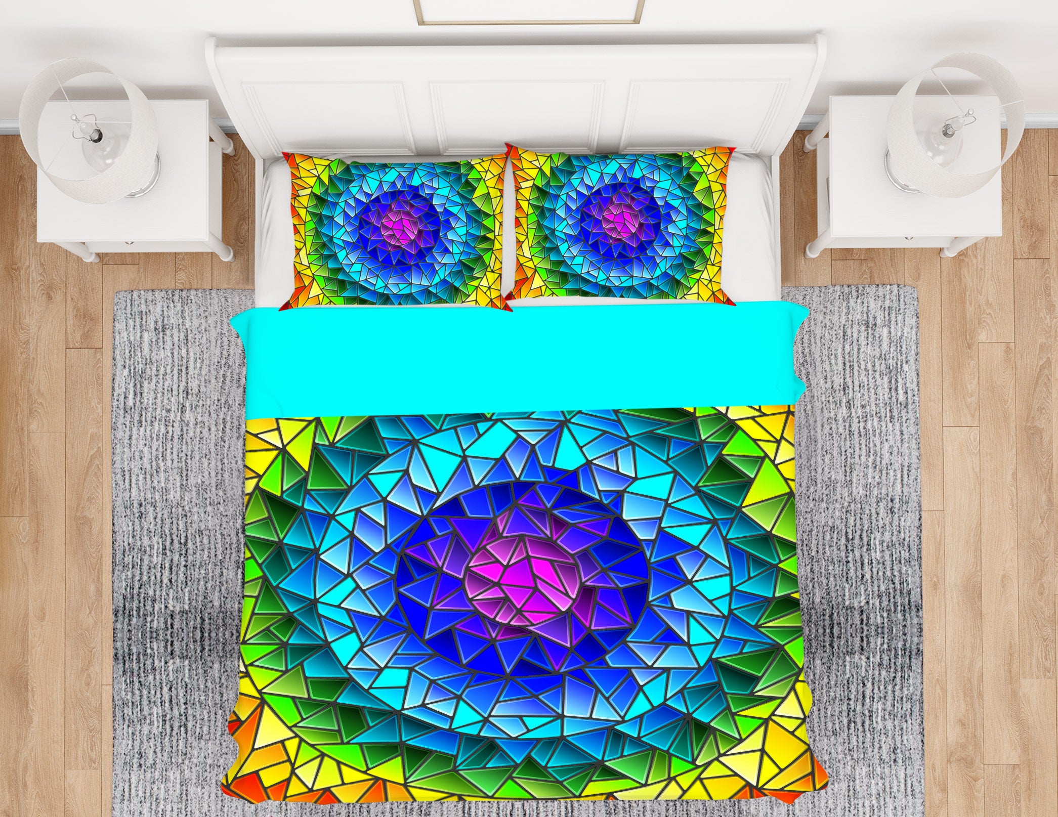 3D Rainbow Circle 14042 Bed Pillowcases Quilt