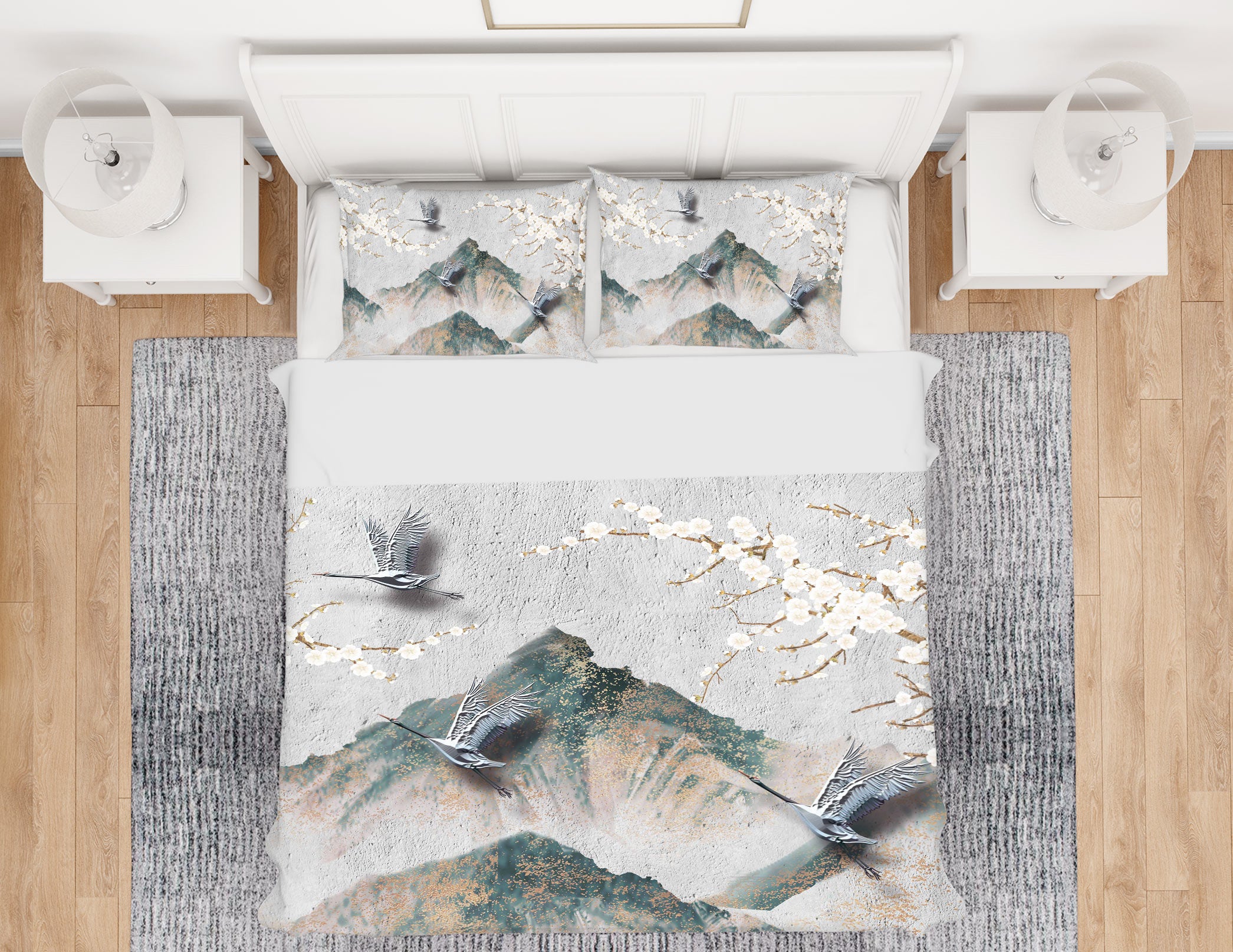 3D Mountain Bird 13043 Bed Pillowcases Quilt