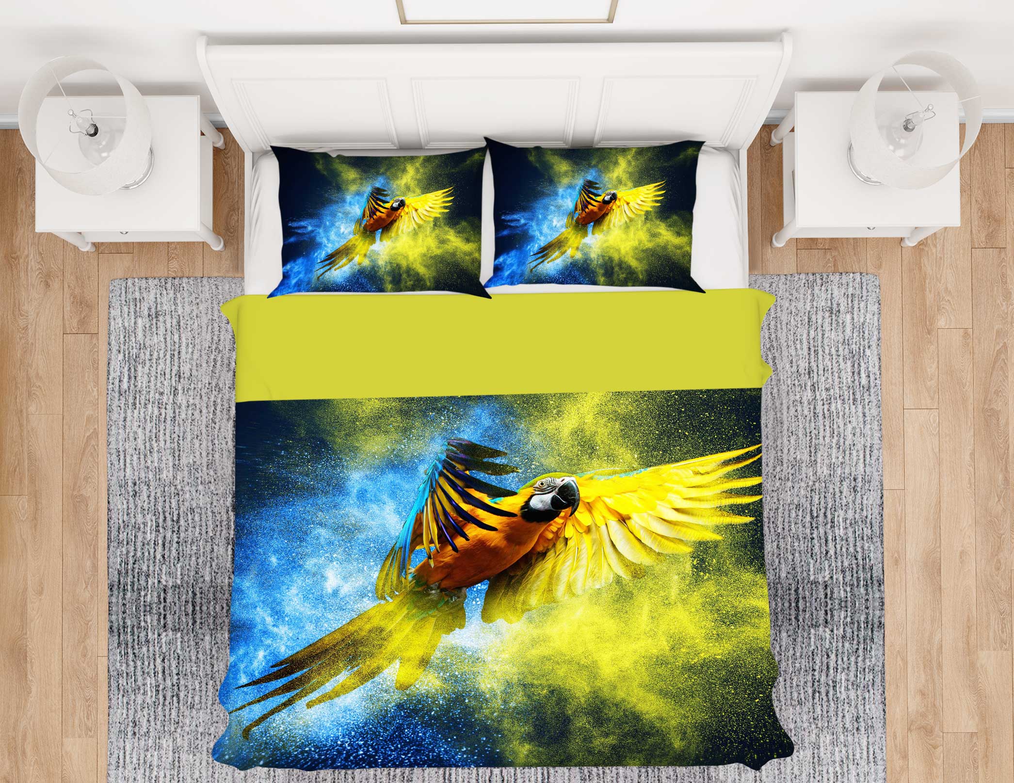 3D Parrot 12062 Bed Pillowcases Quilt
