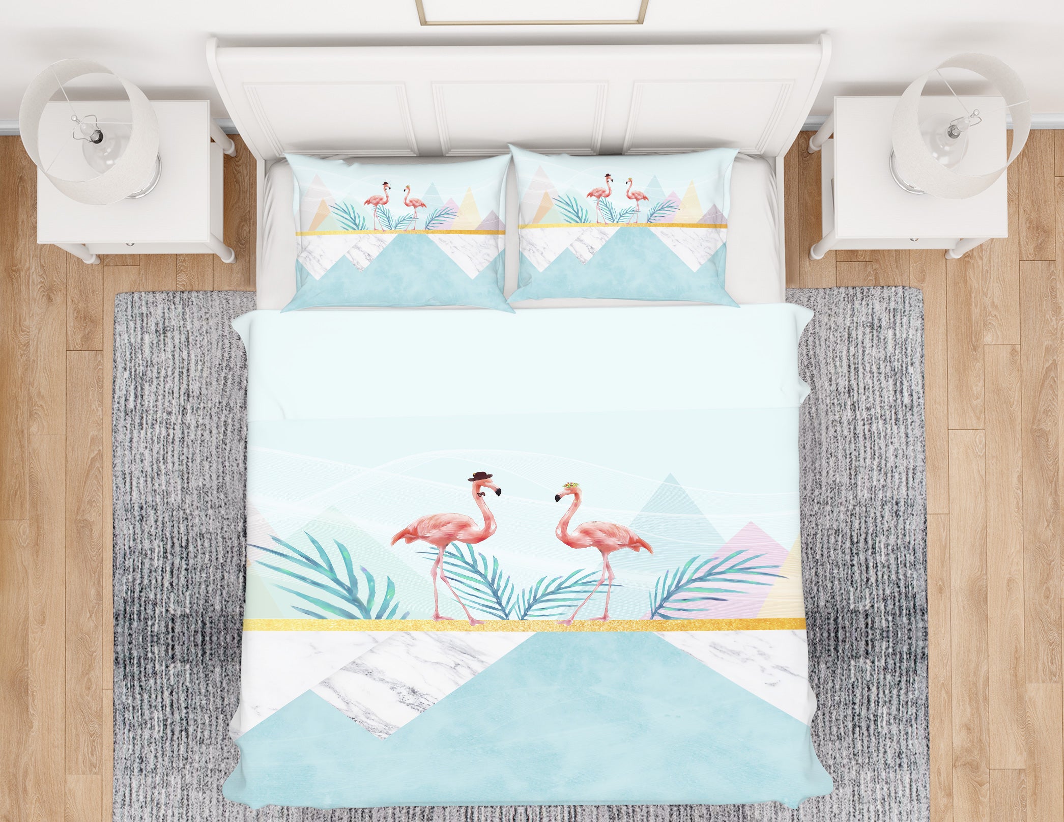 3D Flamingo 13087 Bed Pillowcases Quilt