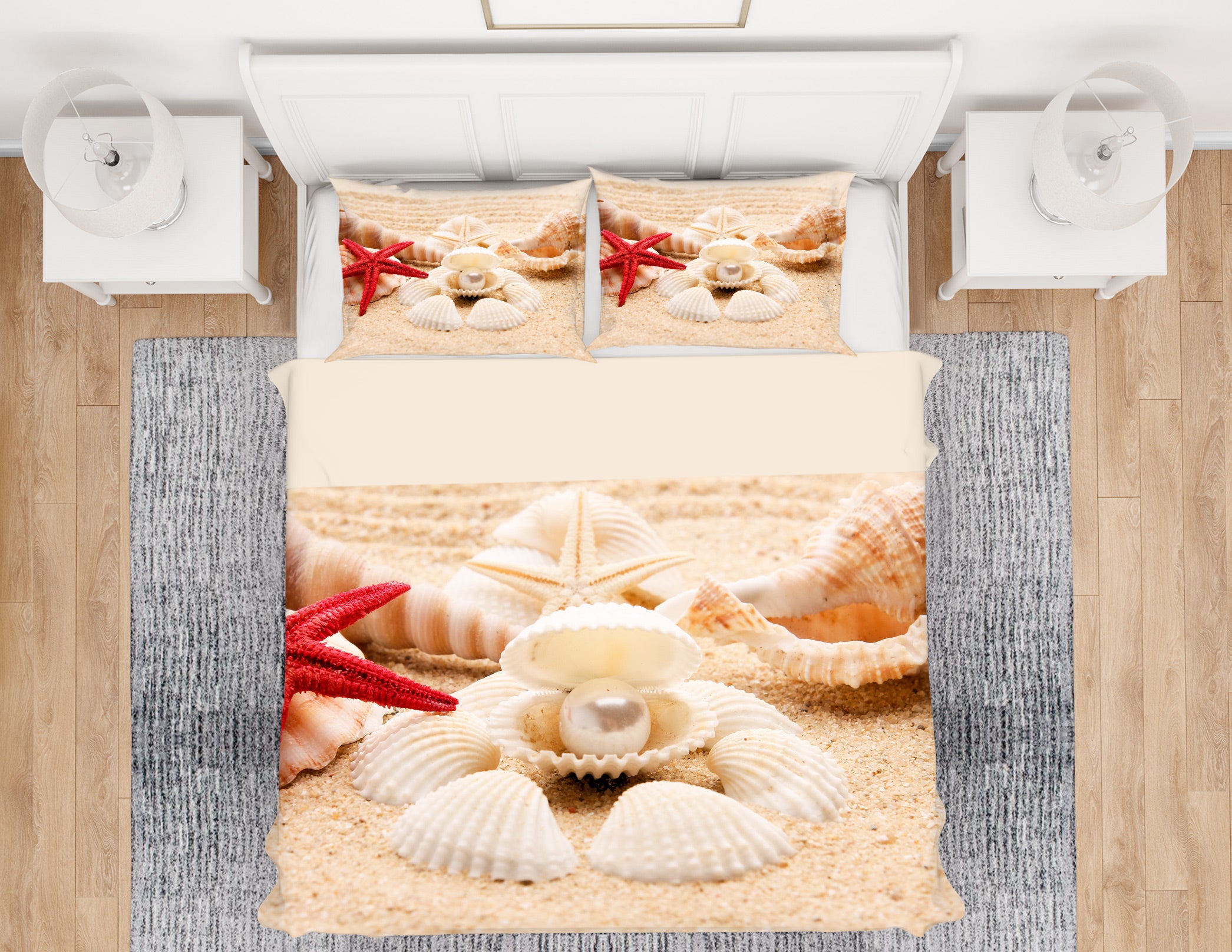 3D Shell 12199 Bed Pillowcases Quilt