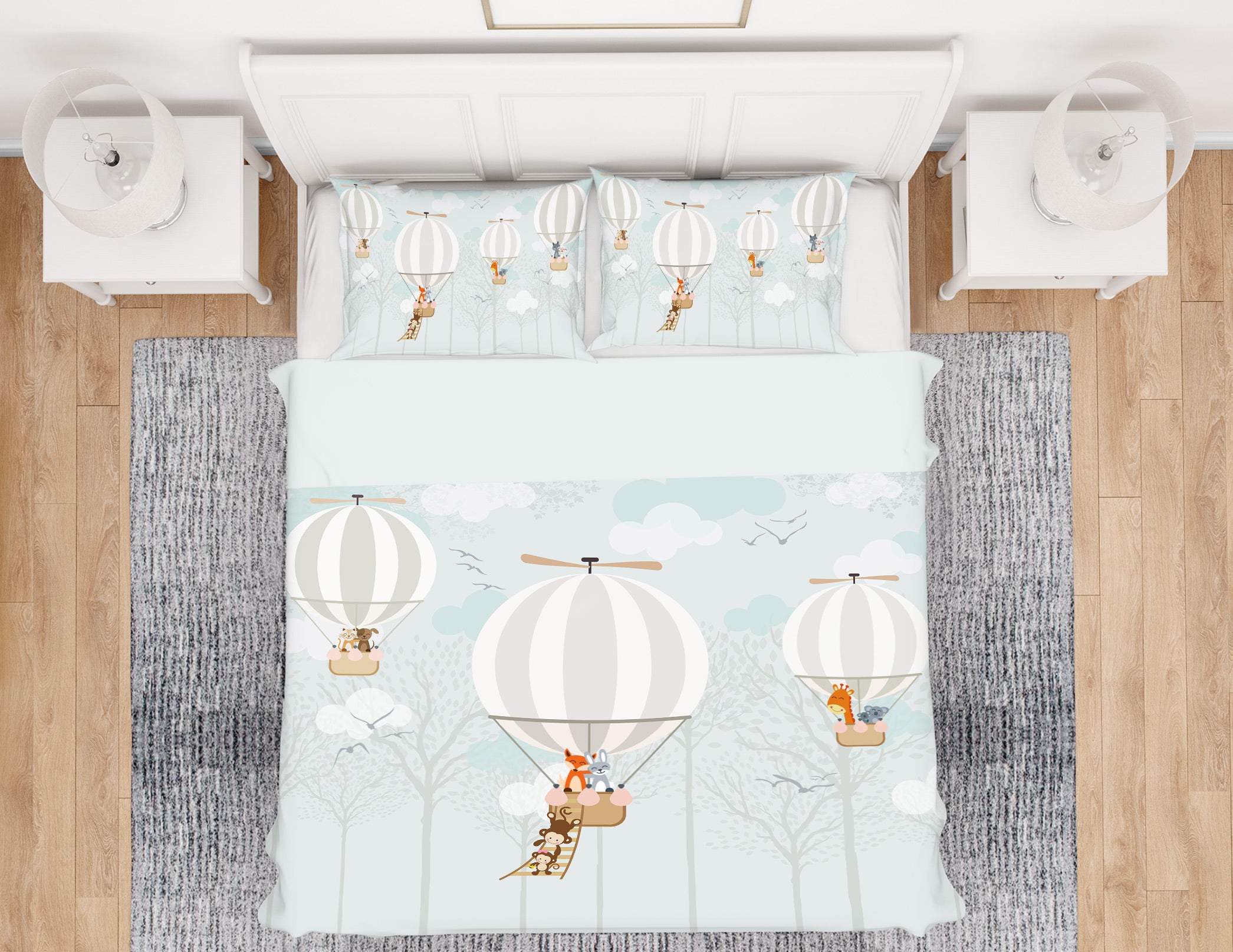 3D Hot Air Balloon 13049 Bed Pillowcases Quilt