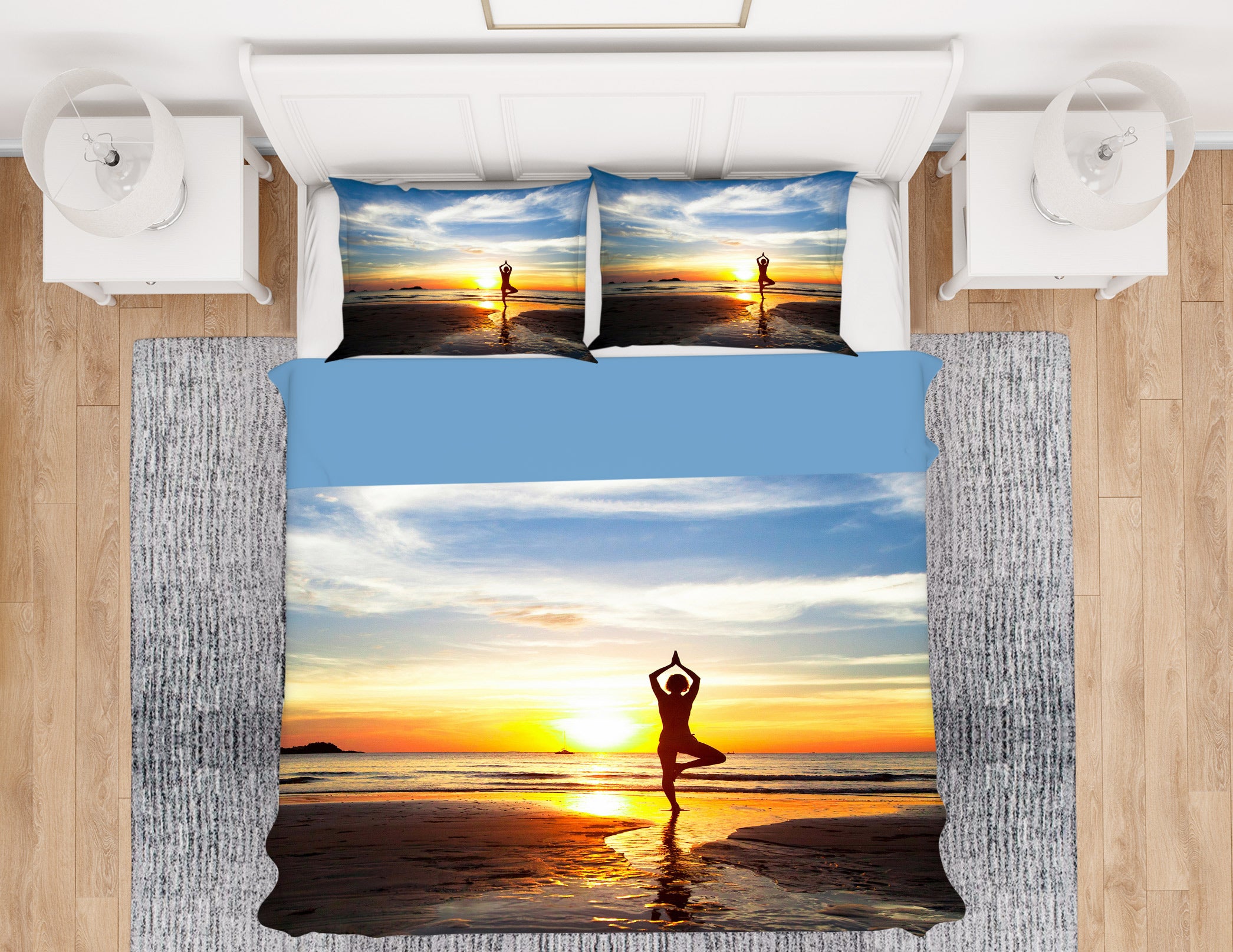 3D Yoga By The Sea 14104 Bed Pillowcases Quilt