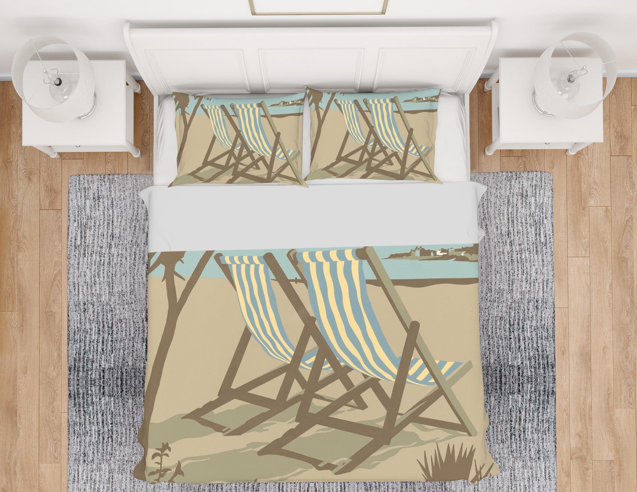 3D Swanage Deckchairs 2070 Steve Read Bedding Bed Pillowcases Quilt Quiet Covers AJ Creativity Home 