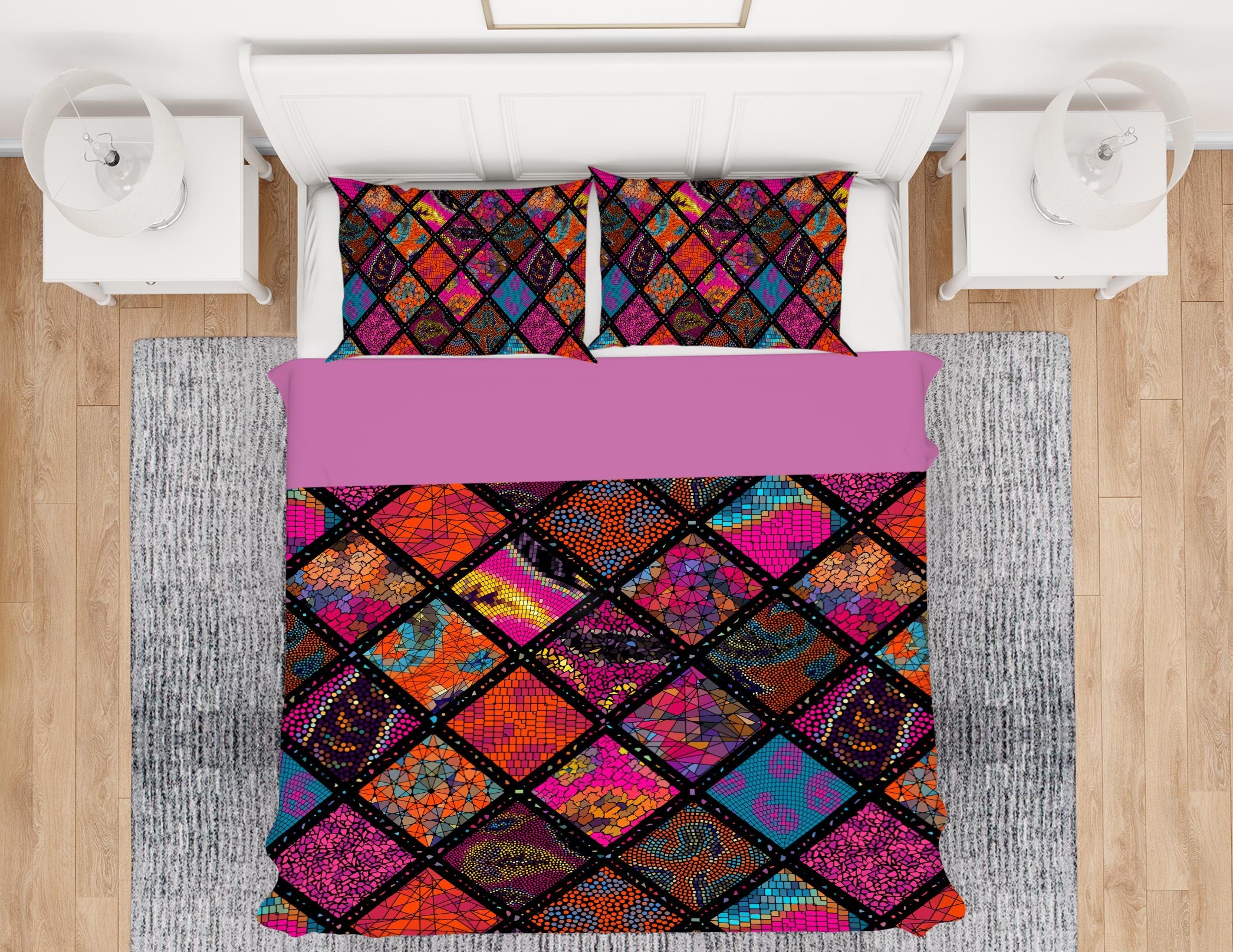 3D Red Diamond Pattern 14084 Bed Pillowcases Quilt