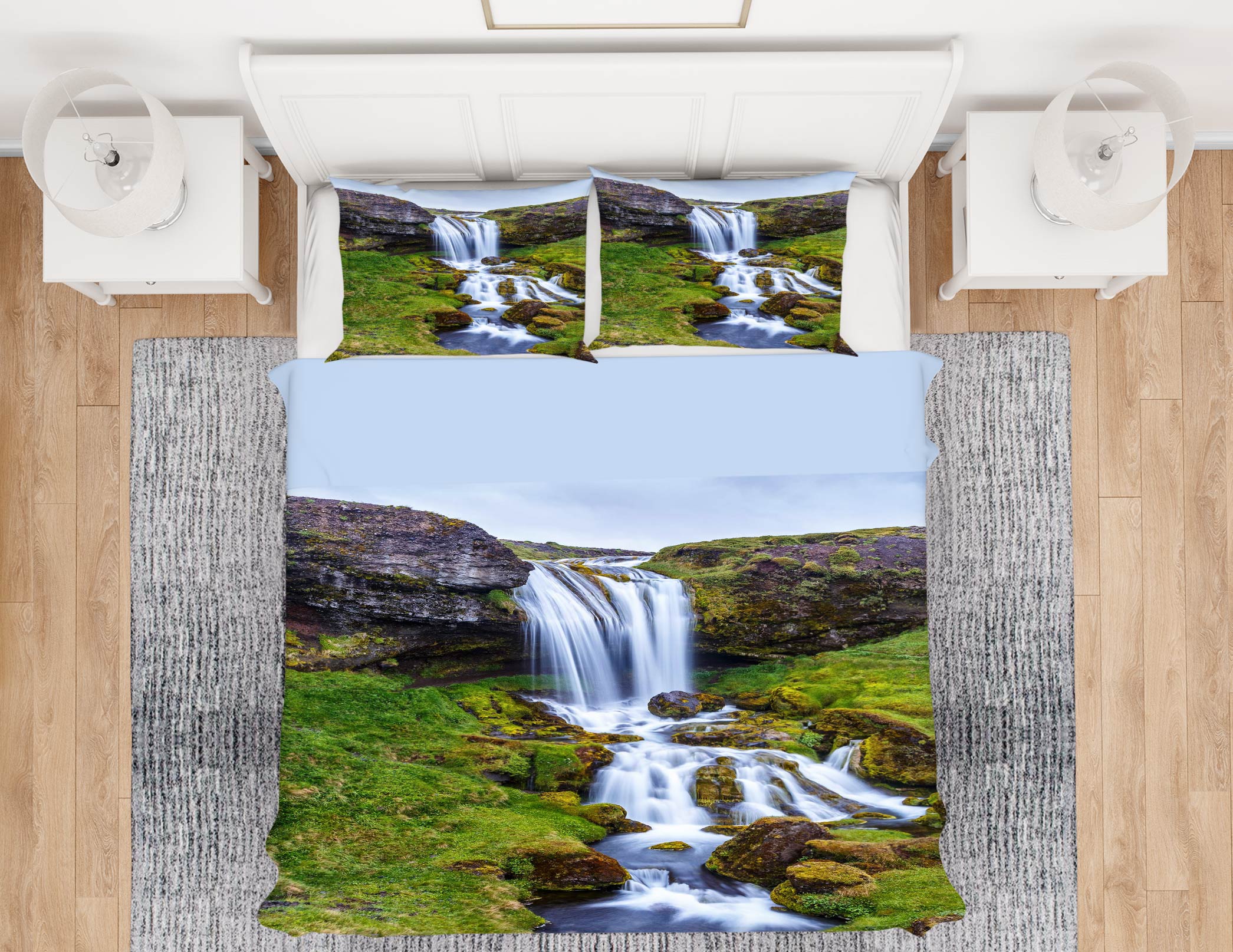 3D Waterfall Meadow 15130 Bed Pillowcases Quilt