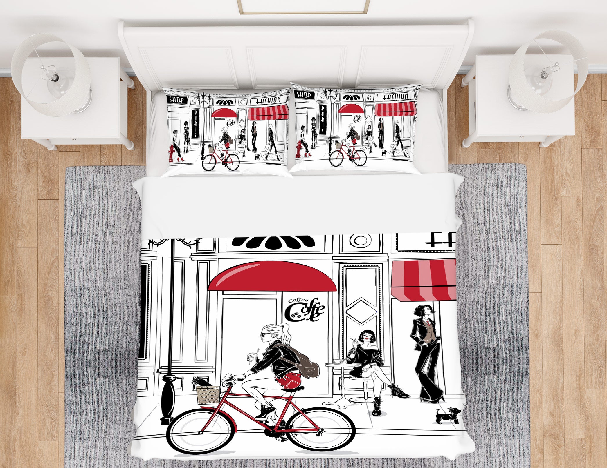 3D Bicycle Woman 061 Bed Pillowcases Quilt