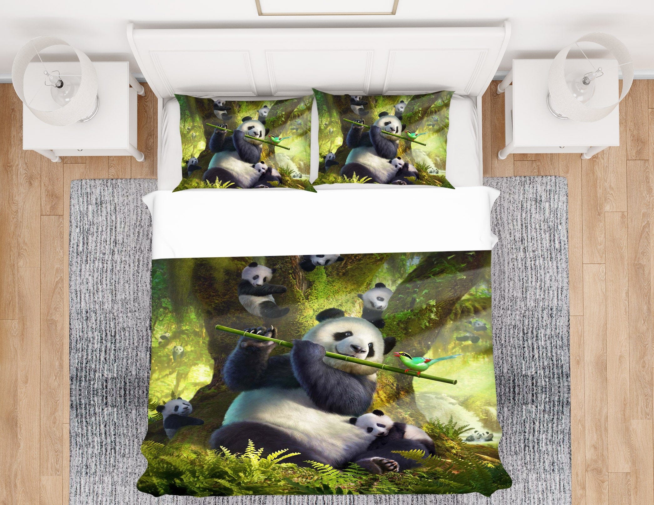 3D Panda Bear 2129 Jerry LoFaro bedding Bed Pillowcases Quilt Quiet Covers AJ Creativity Home 