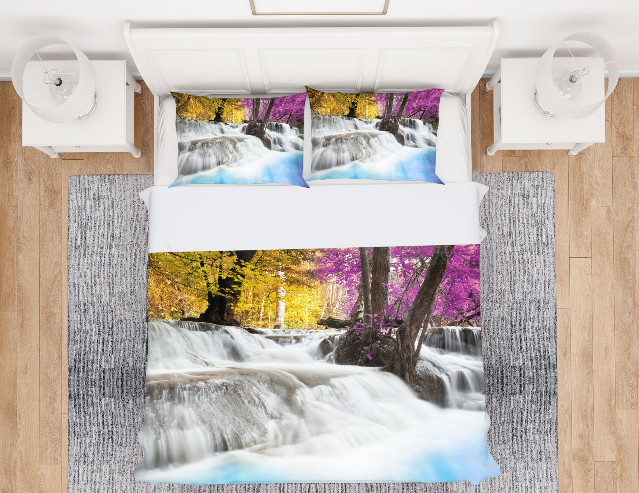 3D Tree Waterfall 12201 Bed Pillowcases Quilt