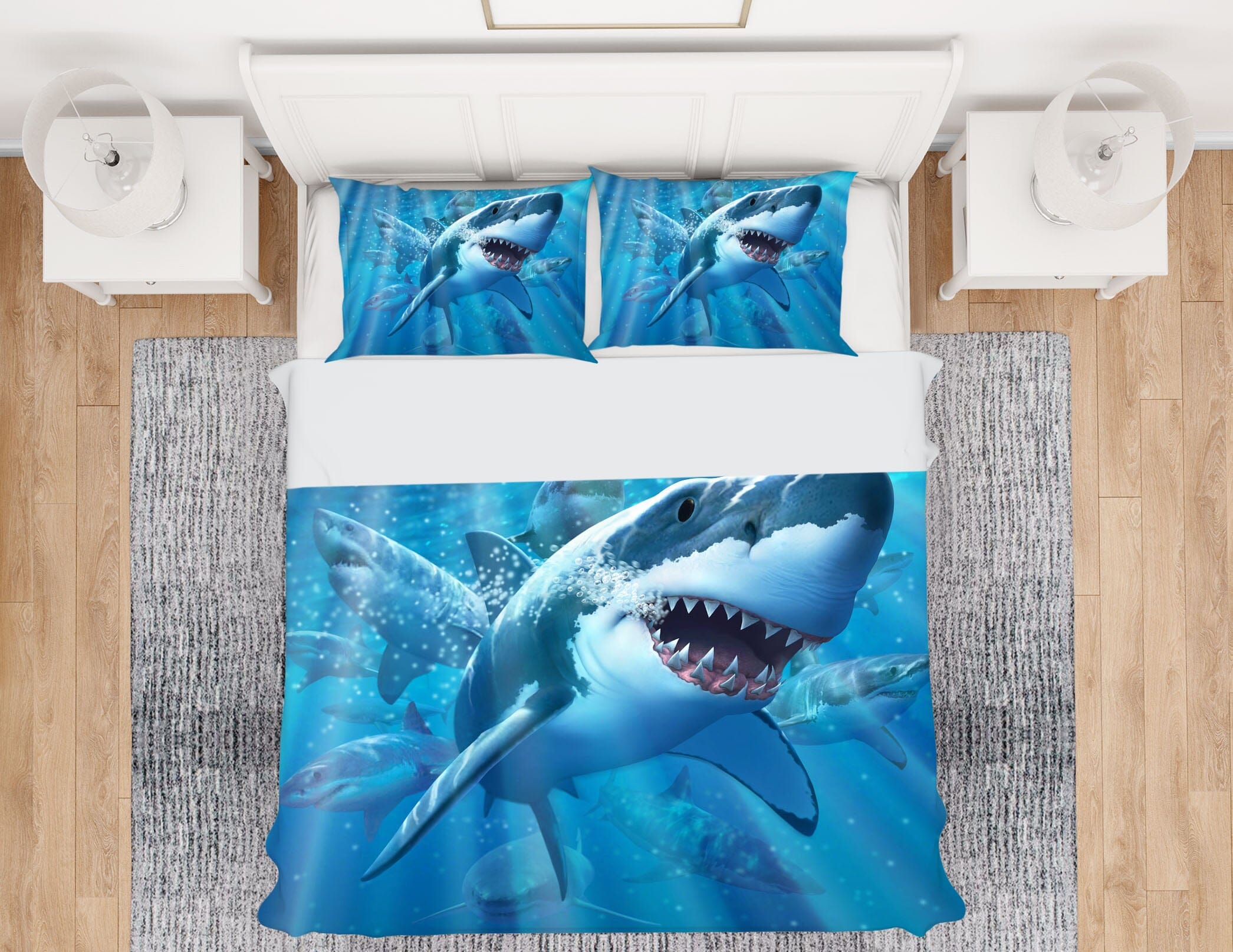 3D Great White Shark 2106 Jerry LoFaro bedding Bed Pillowcases Quilt Quiet Covers AJ Creativity Home 