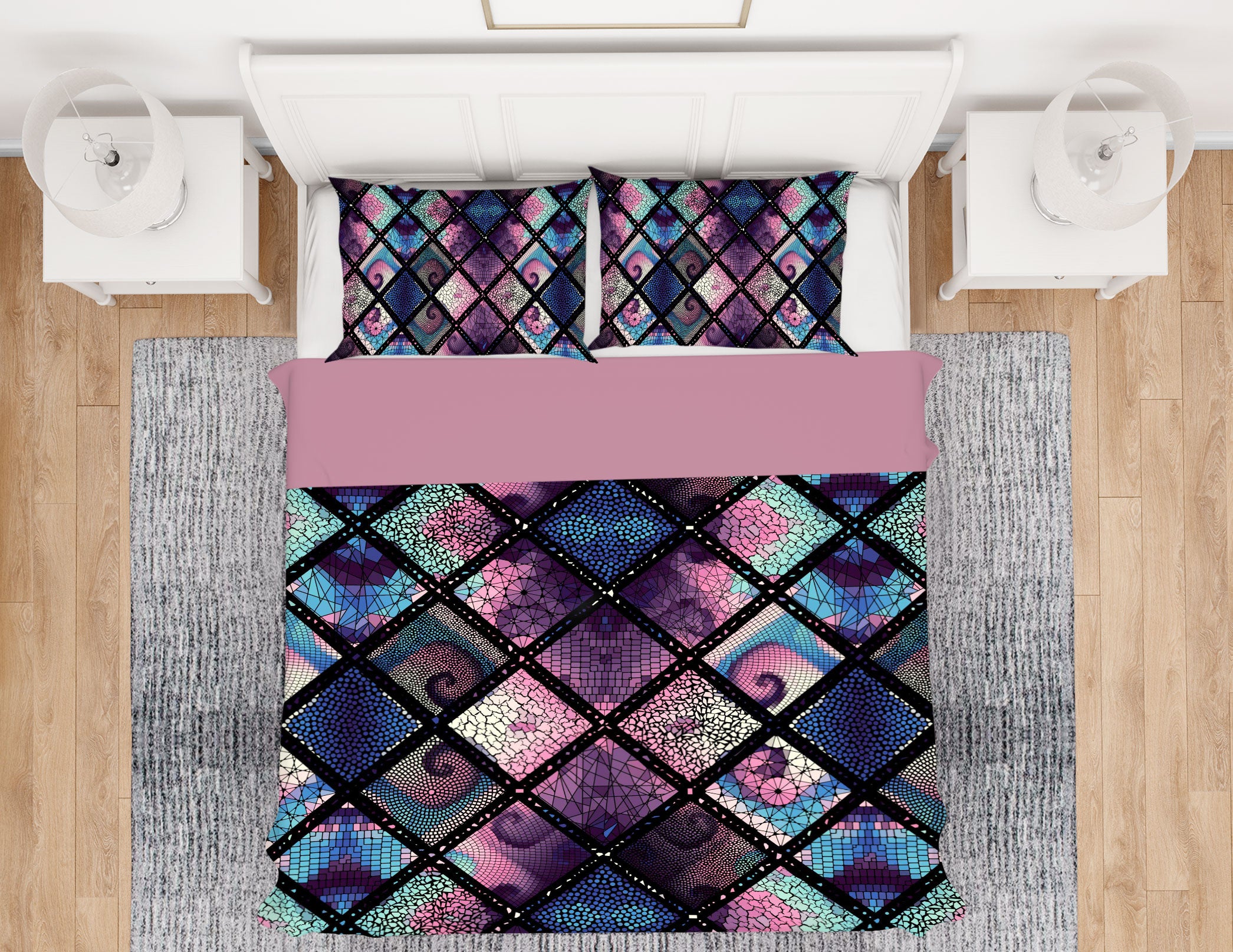 3D Diamond Pattern 14075 Bed Pillowcases Quilt