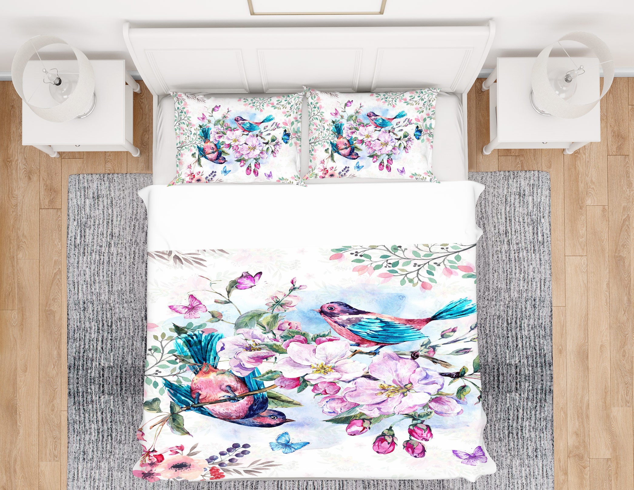 3D Flower Branch Bird 12086 Bed Pillowcases Quilt