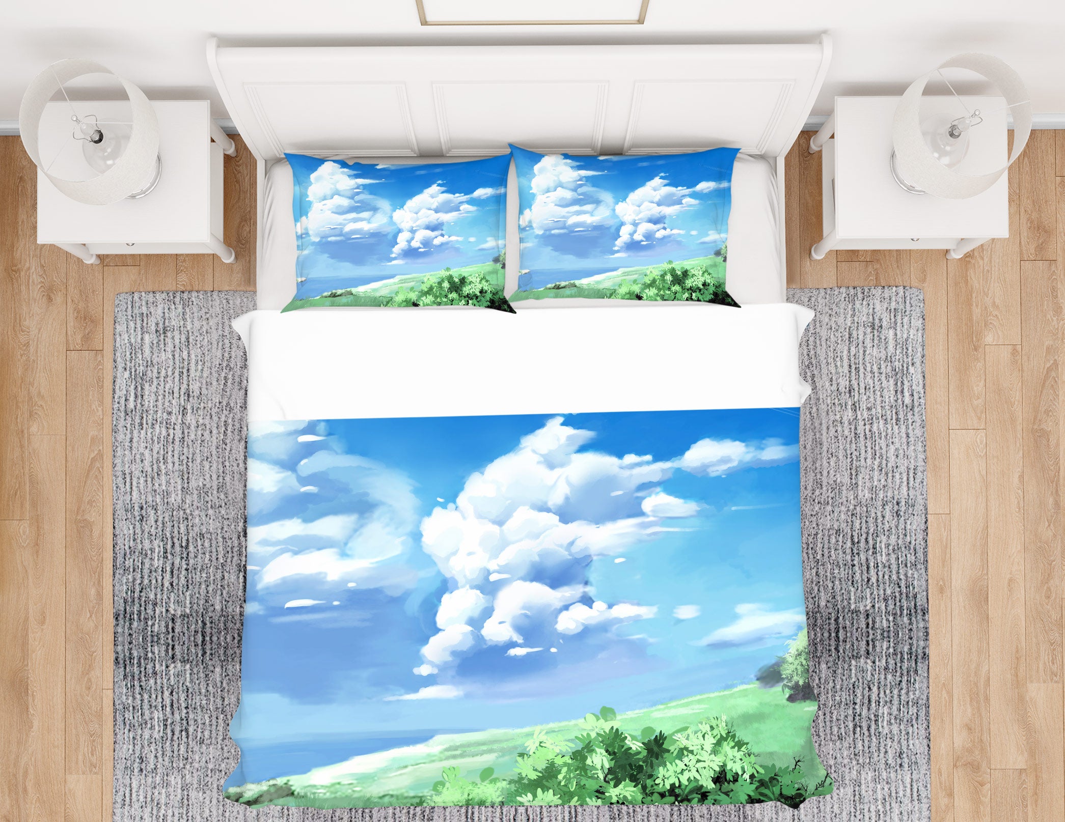 3D Blue Sky Grass 12012 Bed Pillowcases Quilt