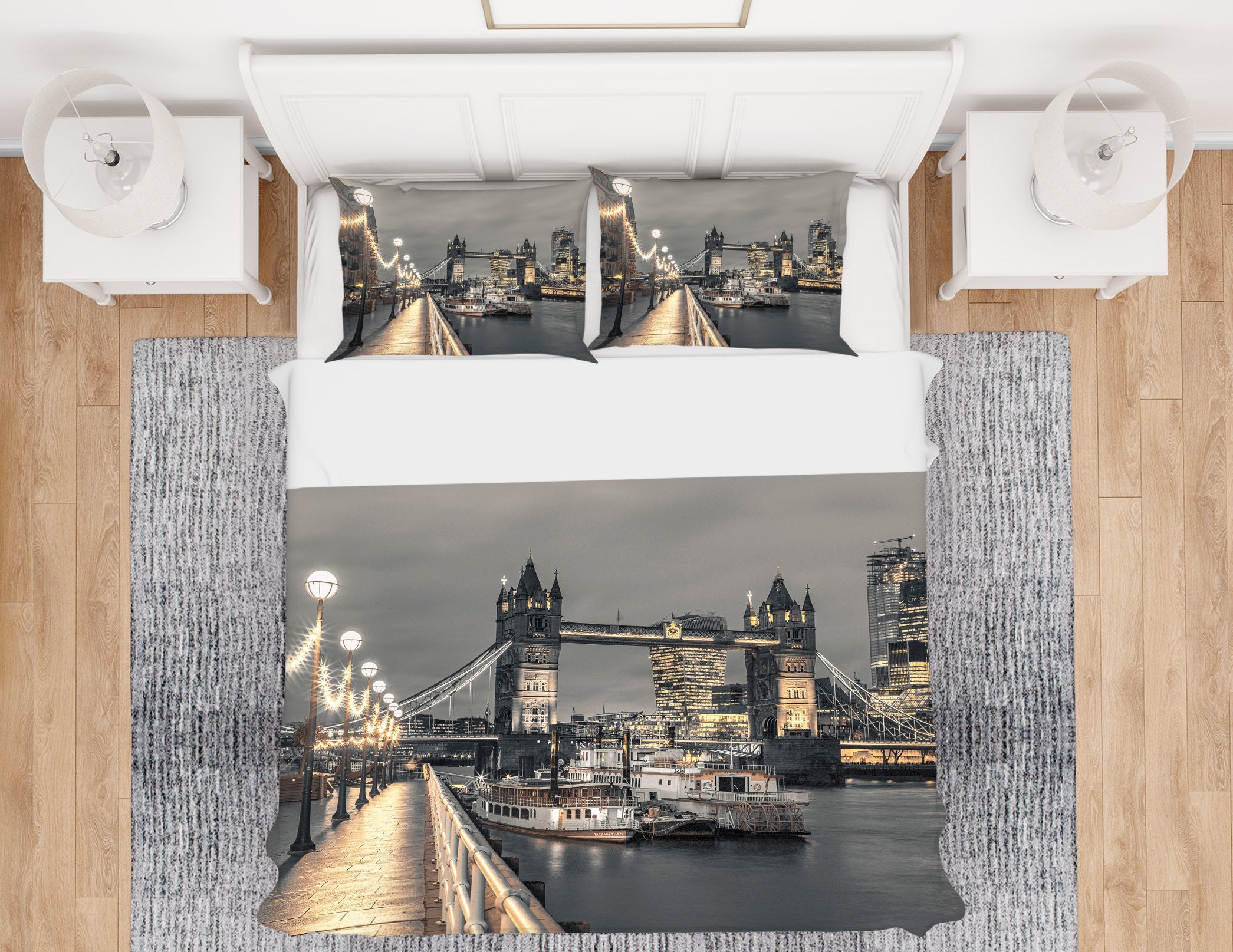 3D Night River Bridge 8652 Assaf Frank Bedding Bed Pillowcases Quilt