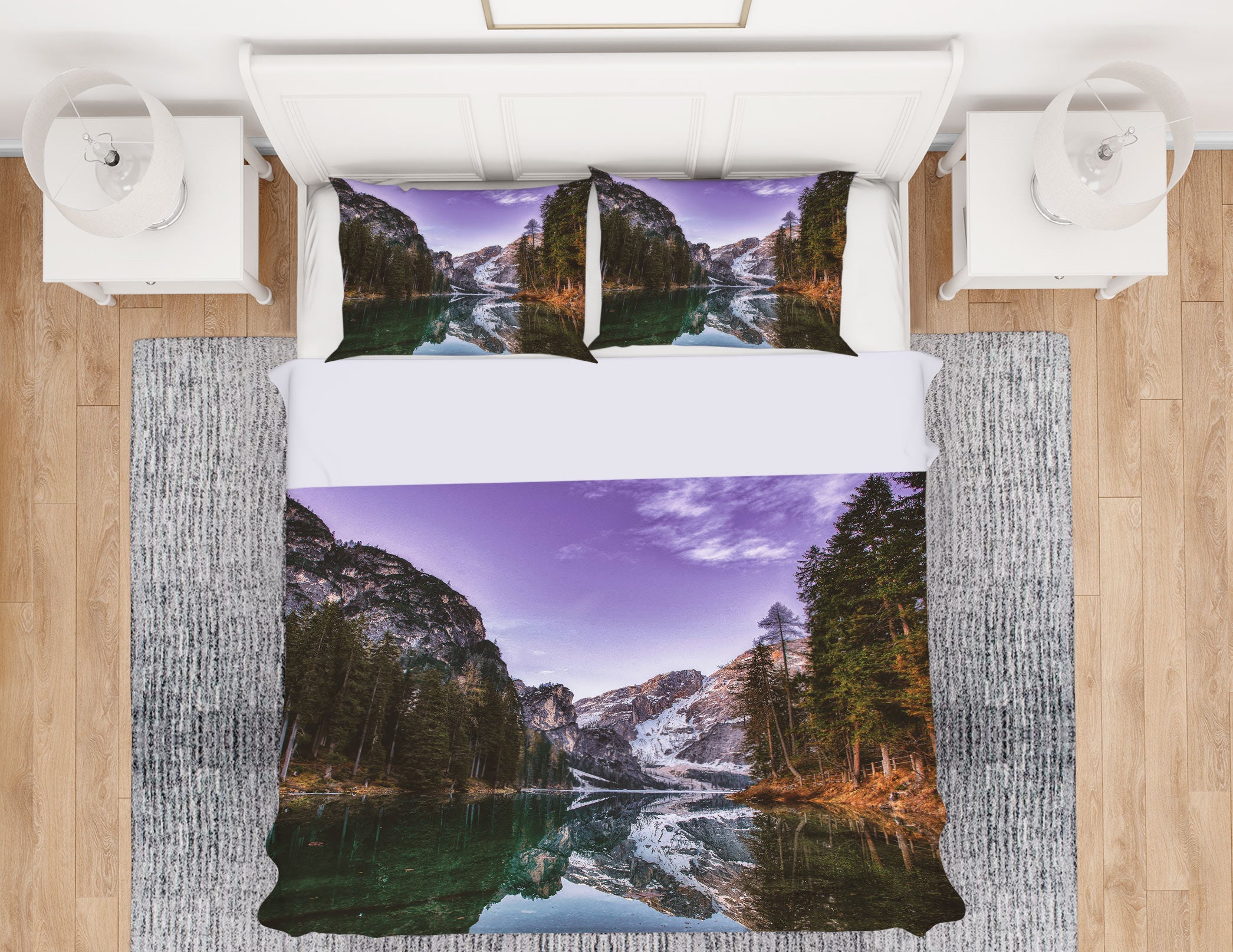3D Forest Lake 12215 Bed Pillowcases Quilt