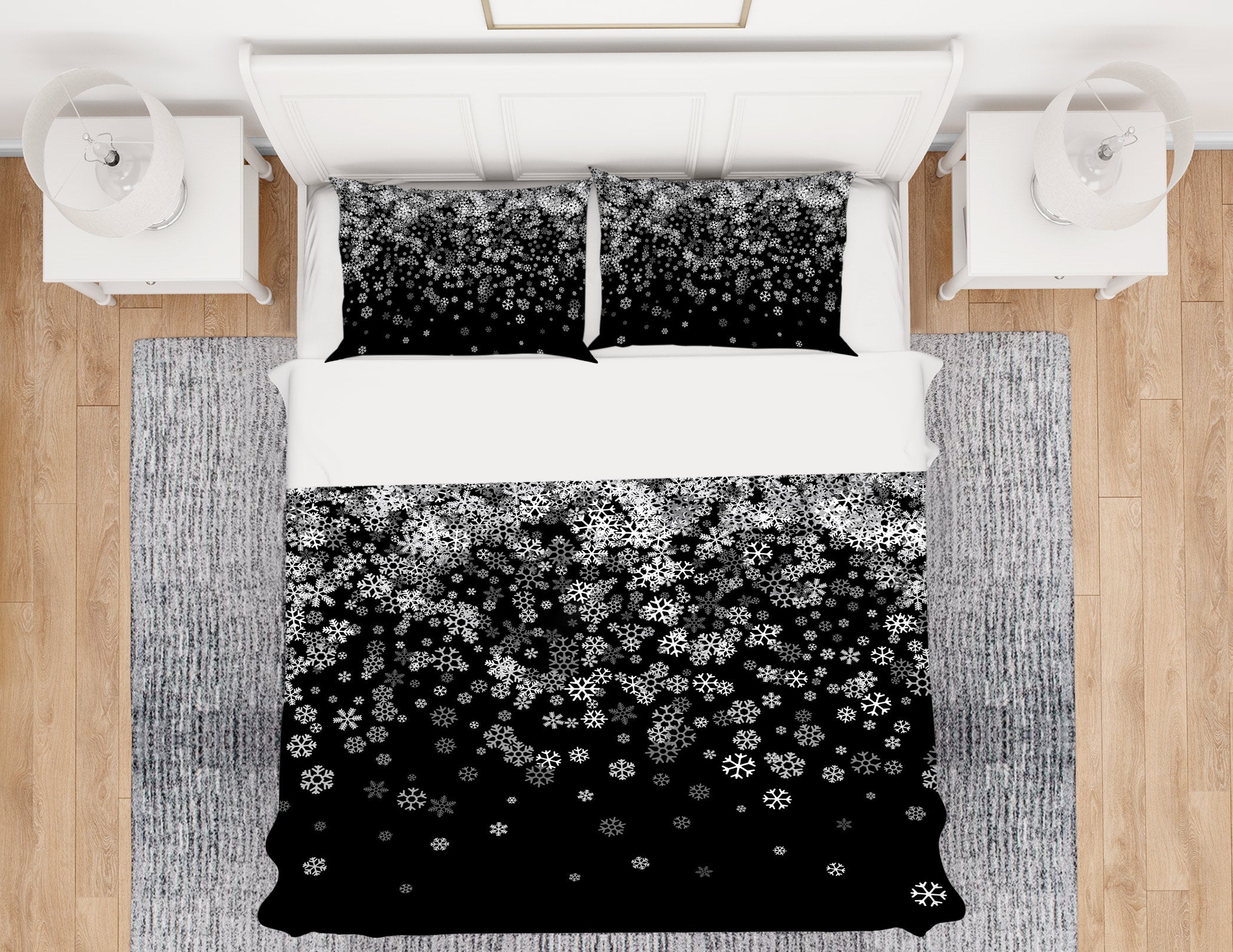 3D Black Snowflake 13219 Bed Pillowcases Quilt